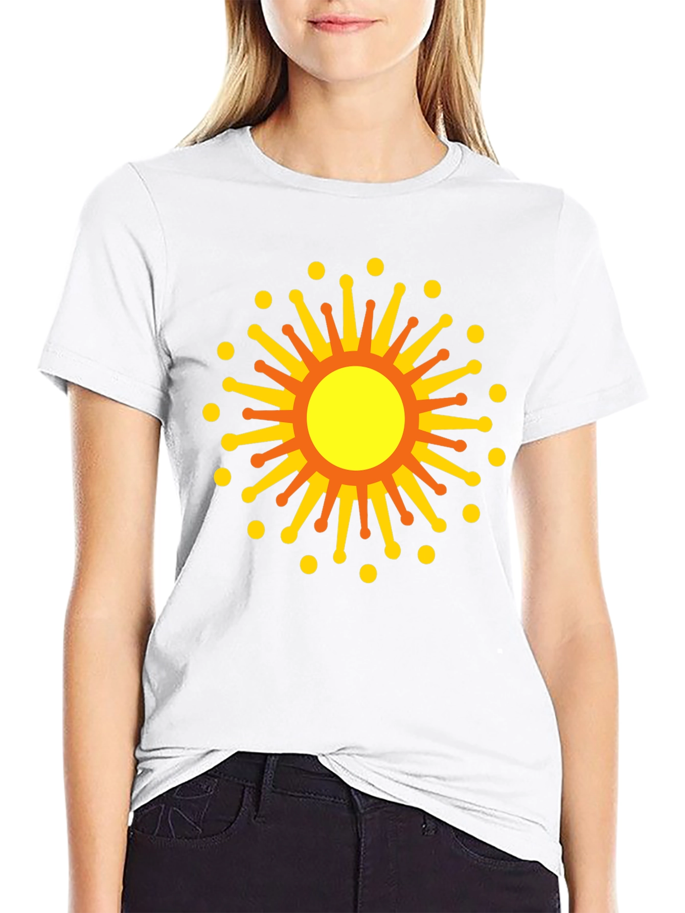 Black Graphic Tee with Sun Design