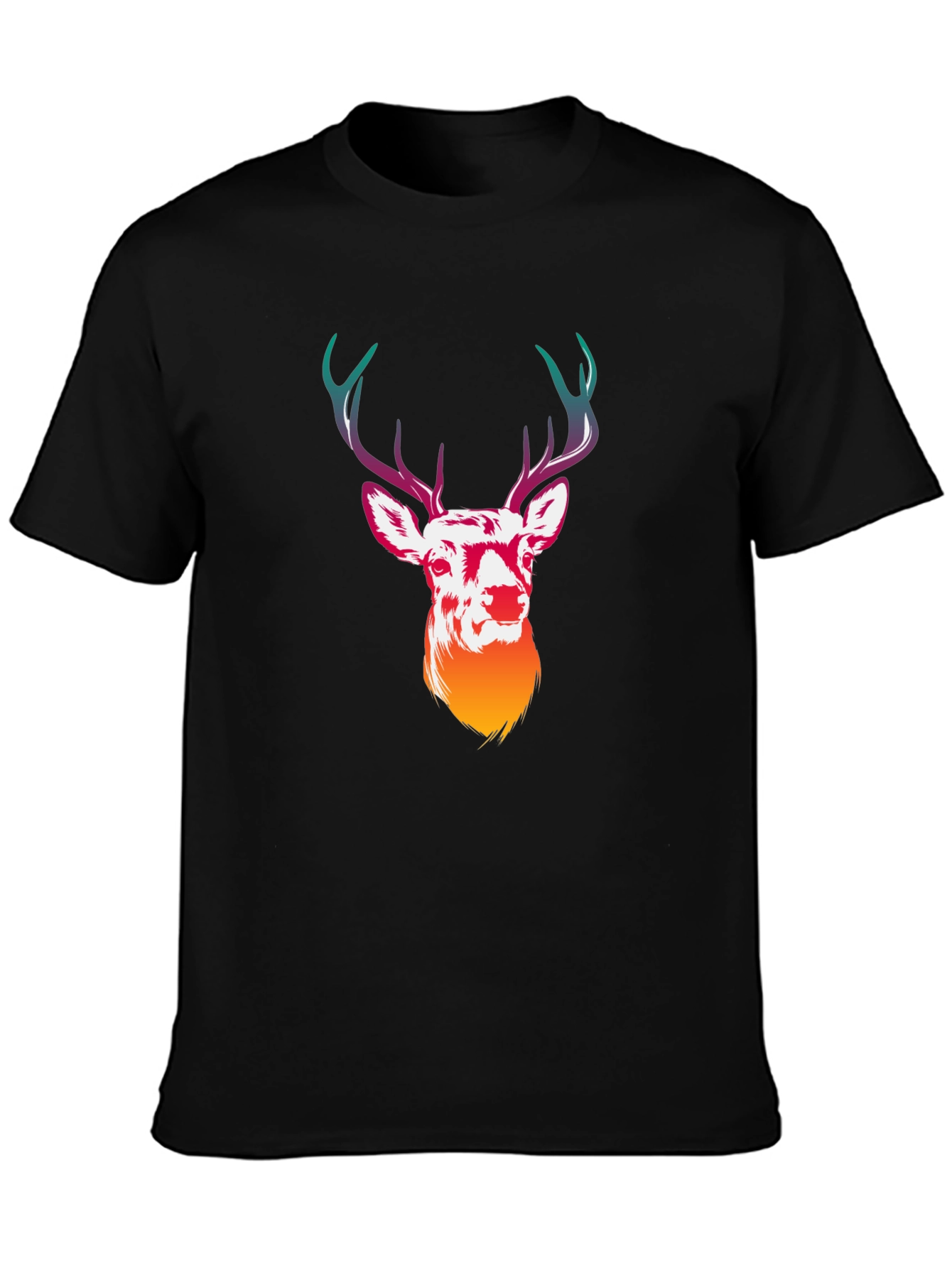 Deer Graphic Tee - Mens Black Crew Neck T-Shirt