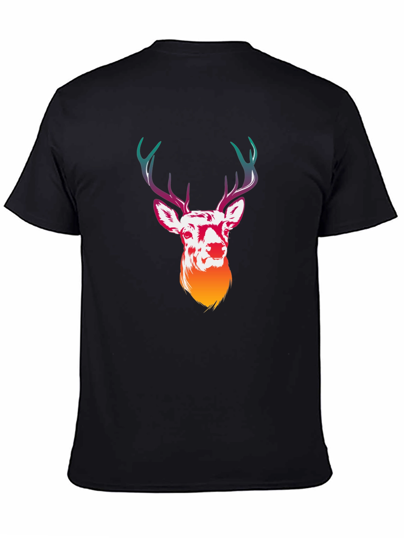 Deer Graphic Tee - Mens Black Crew Neck T-Shirt