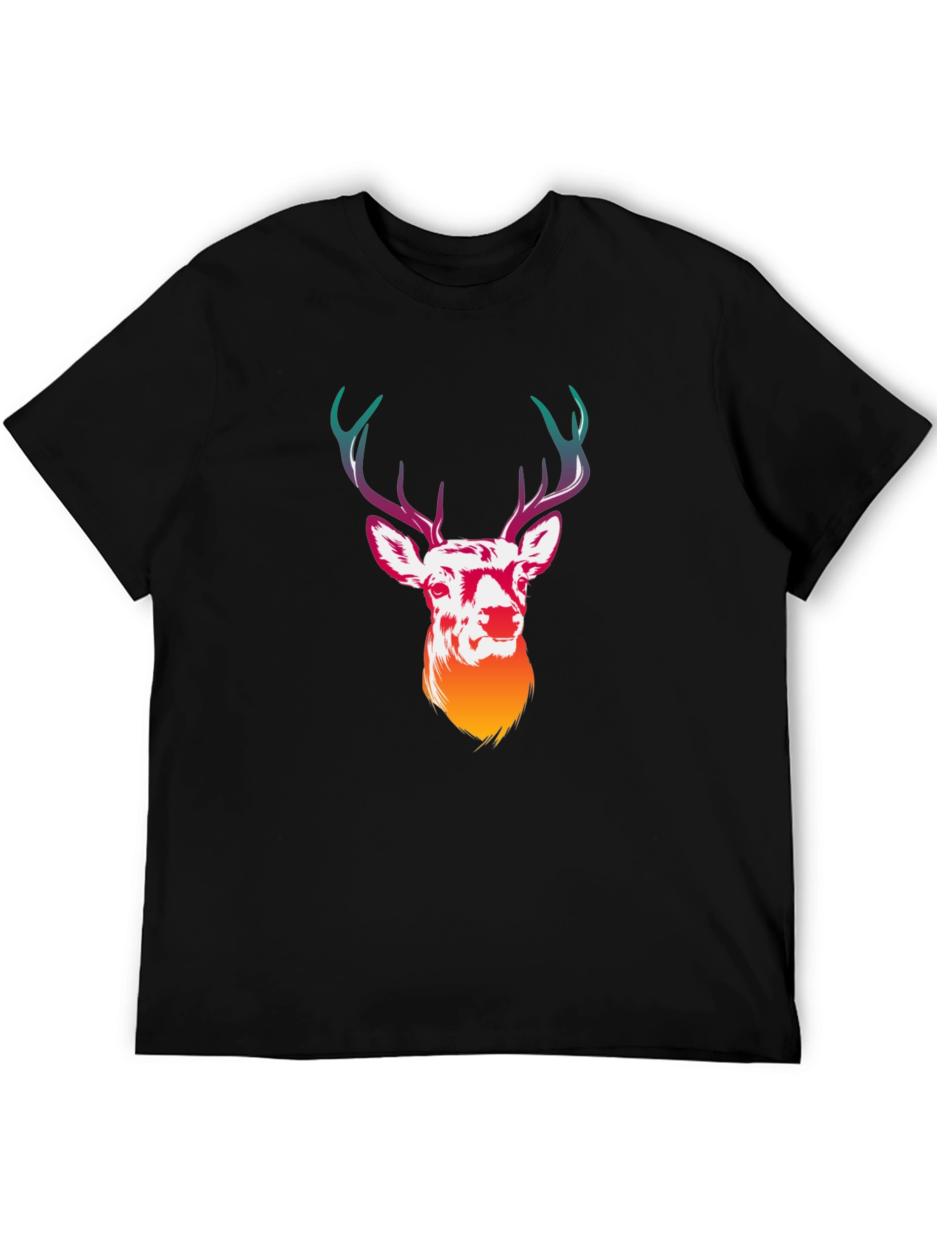 Deer Graphic Tee - Mens Black Crew Neck T-Shirt