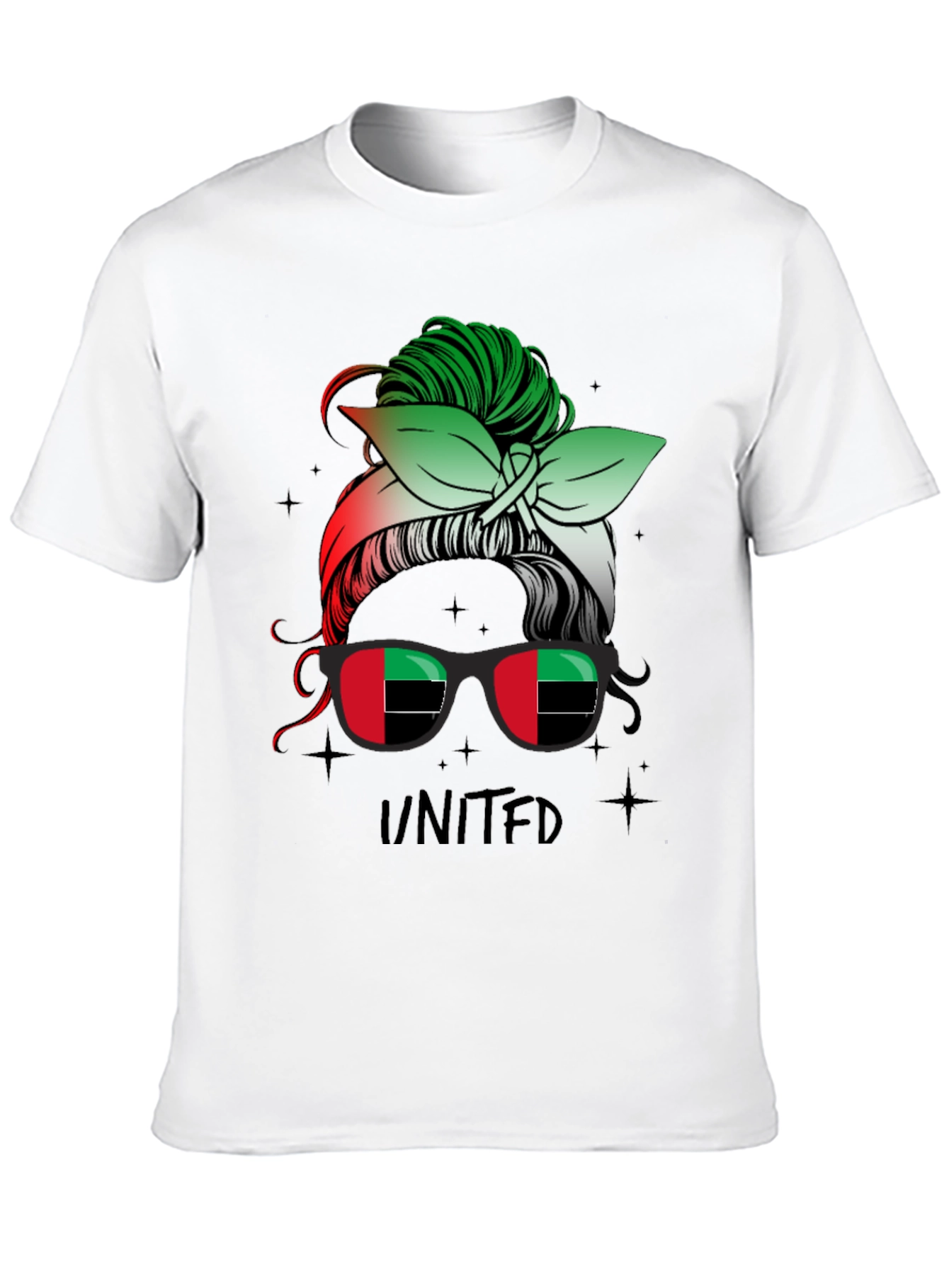 United Messy Bun T-Shirt - UAE Flag Sunglasses