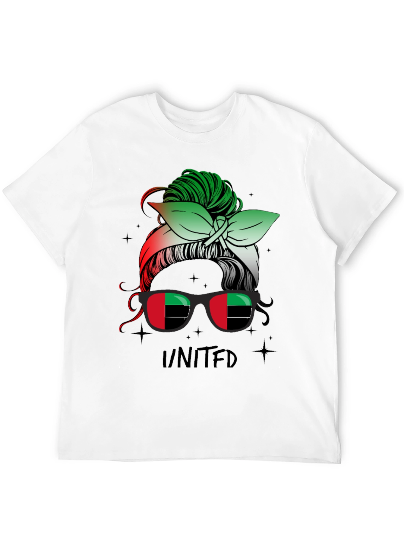 United Messy Bun T-Shirt - UAE Flag Sunglasses