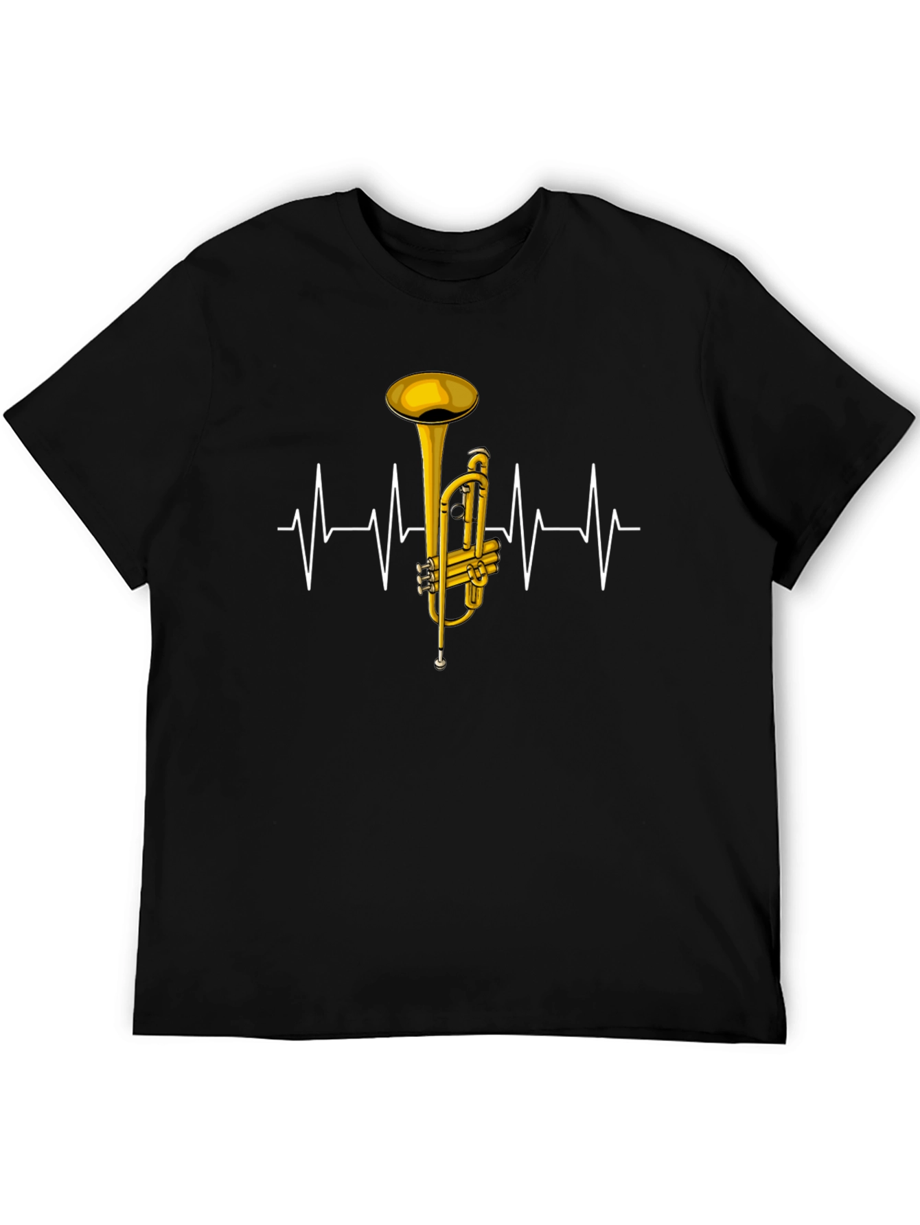 Trumpet Heartbeat Graphic Tee - Musical Instrument T-Shirt