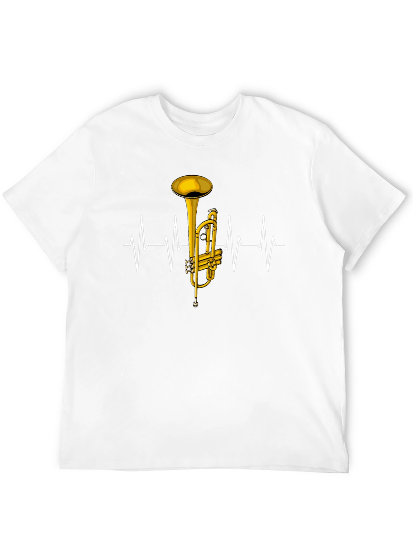 Trumpet Heartbeat Graphic Tee - Musical Instrument T-Shirt