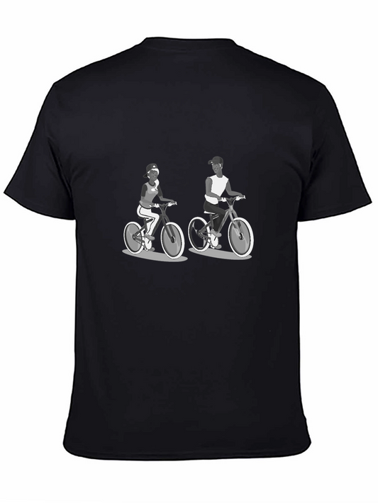 Cycling Couple Black T-Shirt
