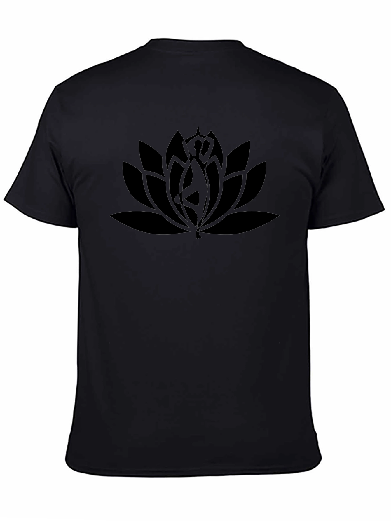 Lotus Yoga Pose Graphic Tee - Black