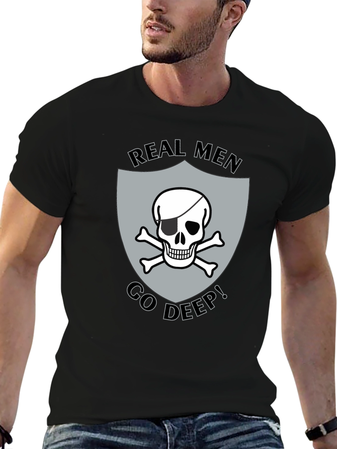 Real Men Go Deep Skull T-Shirt