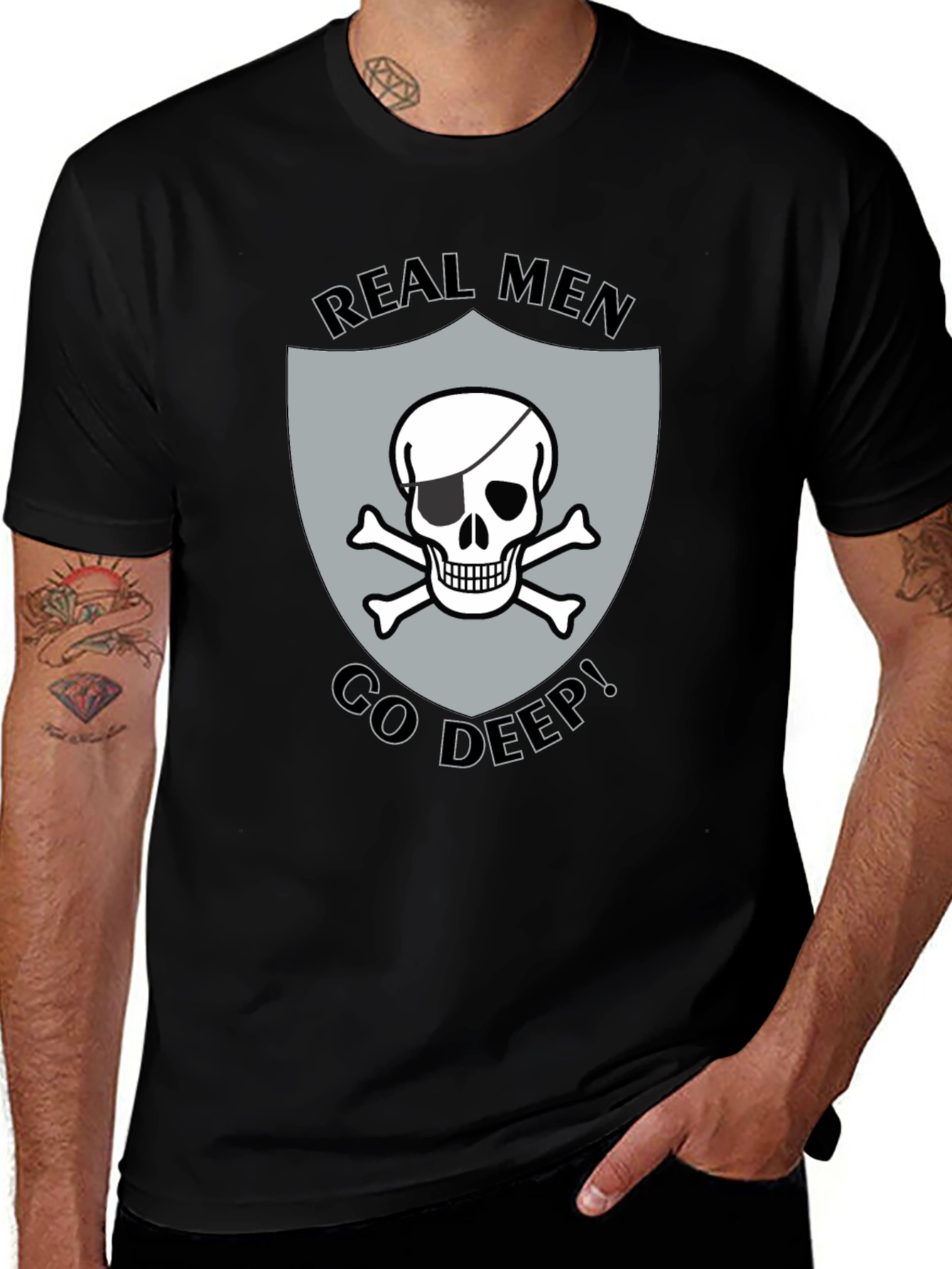 Real Men Go Deep Skull T-Shirt