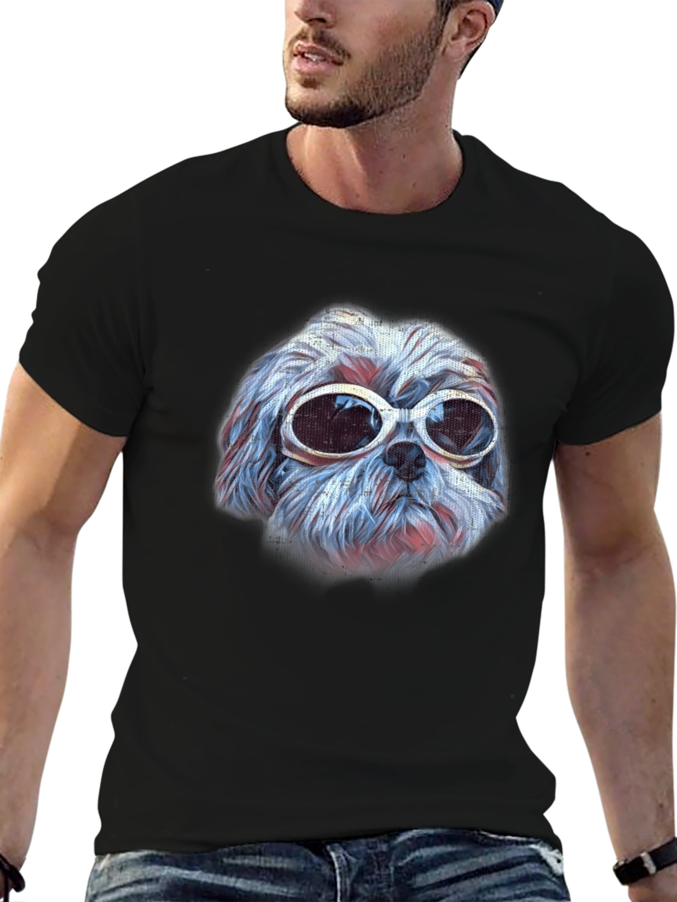 Dog with Sunglasses Graphic Tee - Cool Casual Style