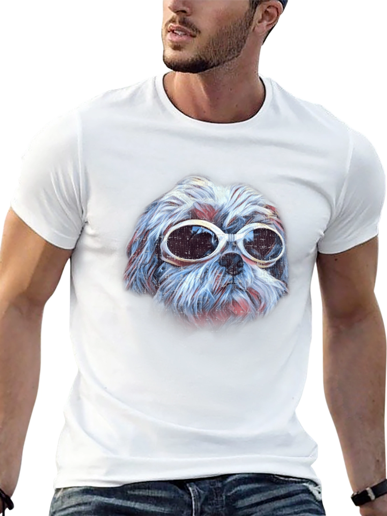 Dog with Sunglasses Graphic Tee - Cool Casual Style