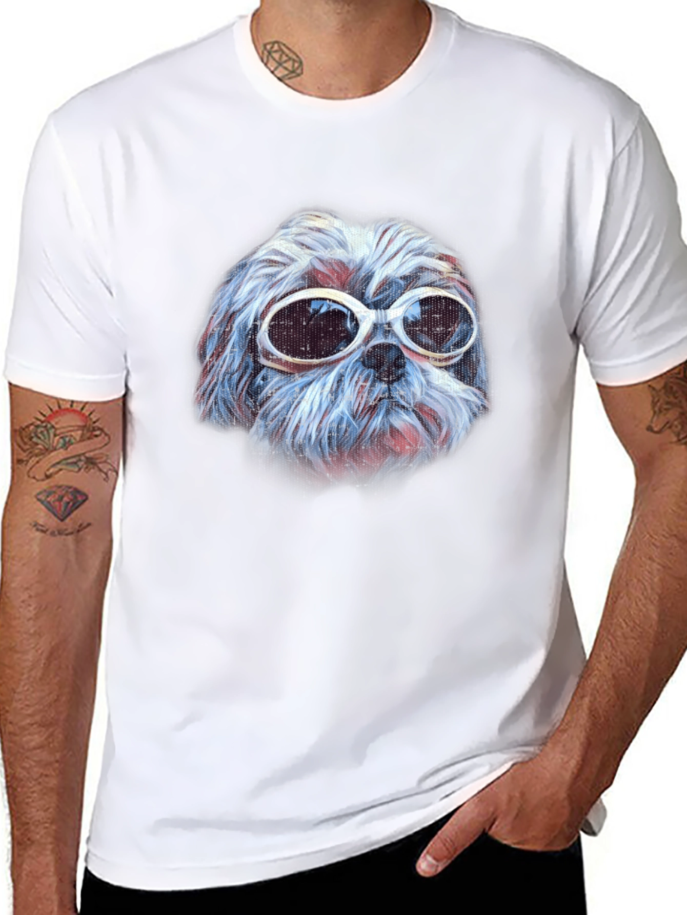 Dog with Sunglasses Graphic Tee - Cool Casual Style
