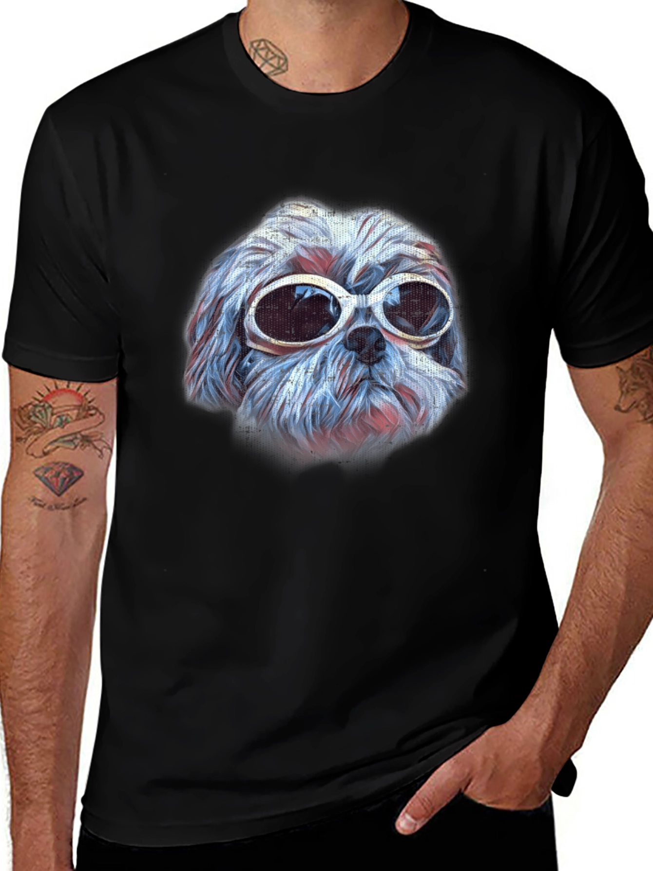 Dog with Sunglasses Graphic Tee - Cool Casual Style