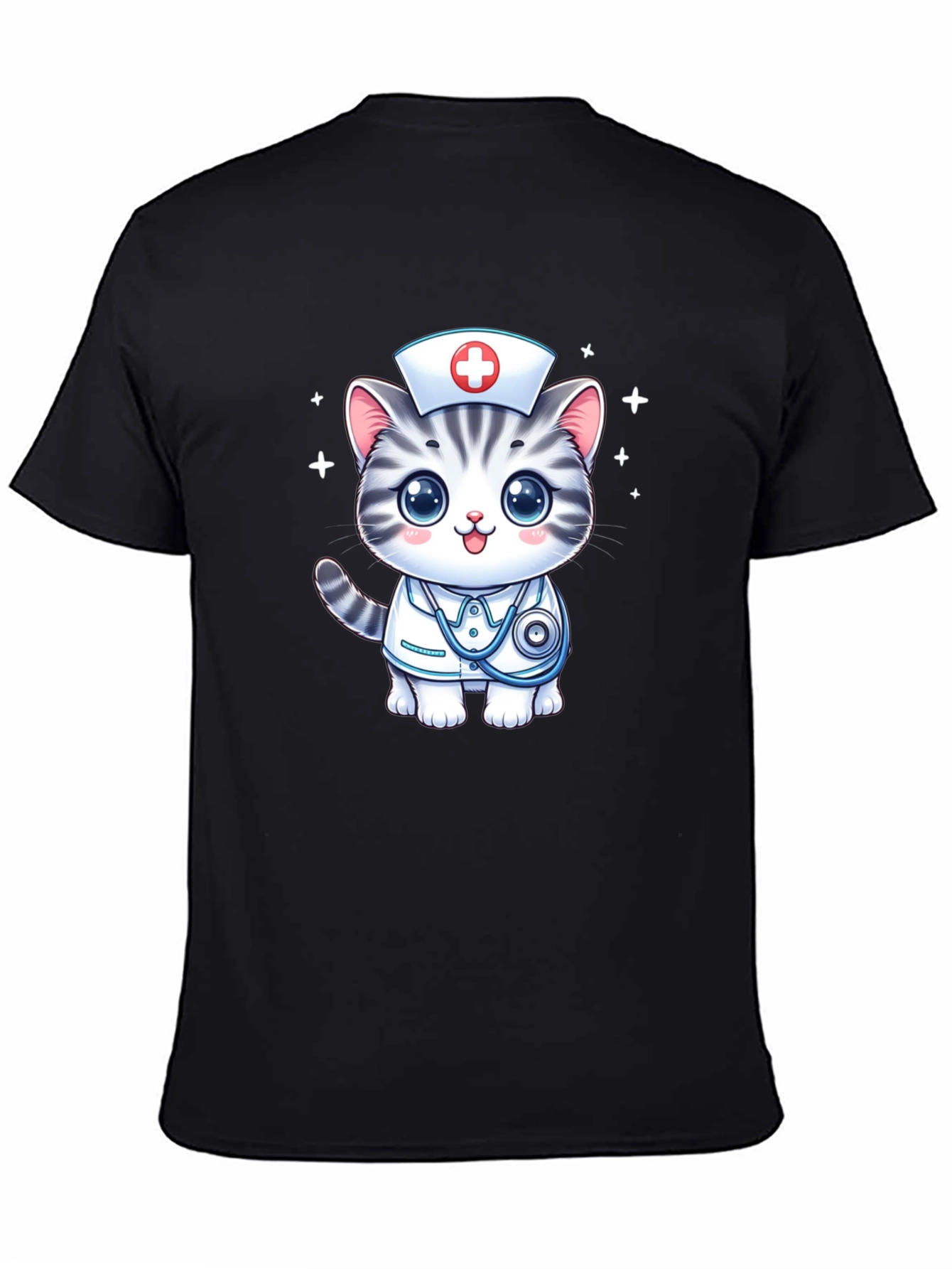 Nurse Cat T-Shirt - Cute Cartoon Design