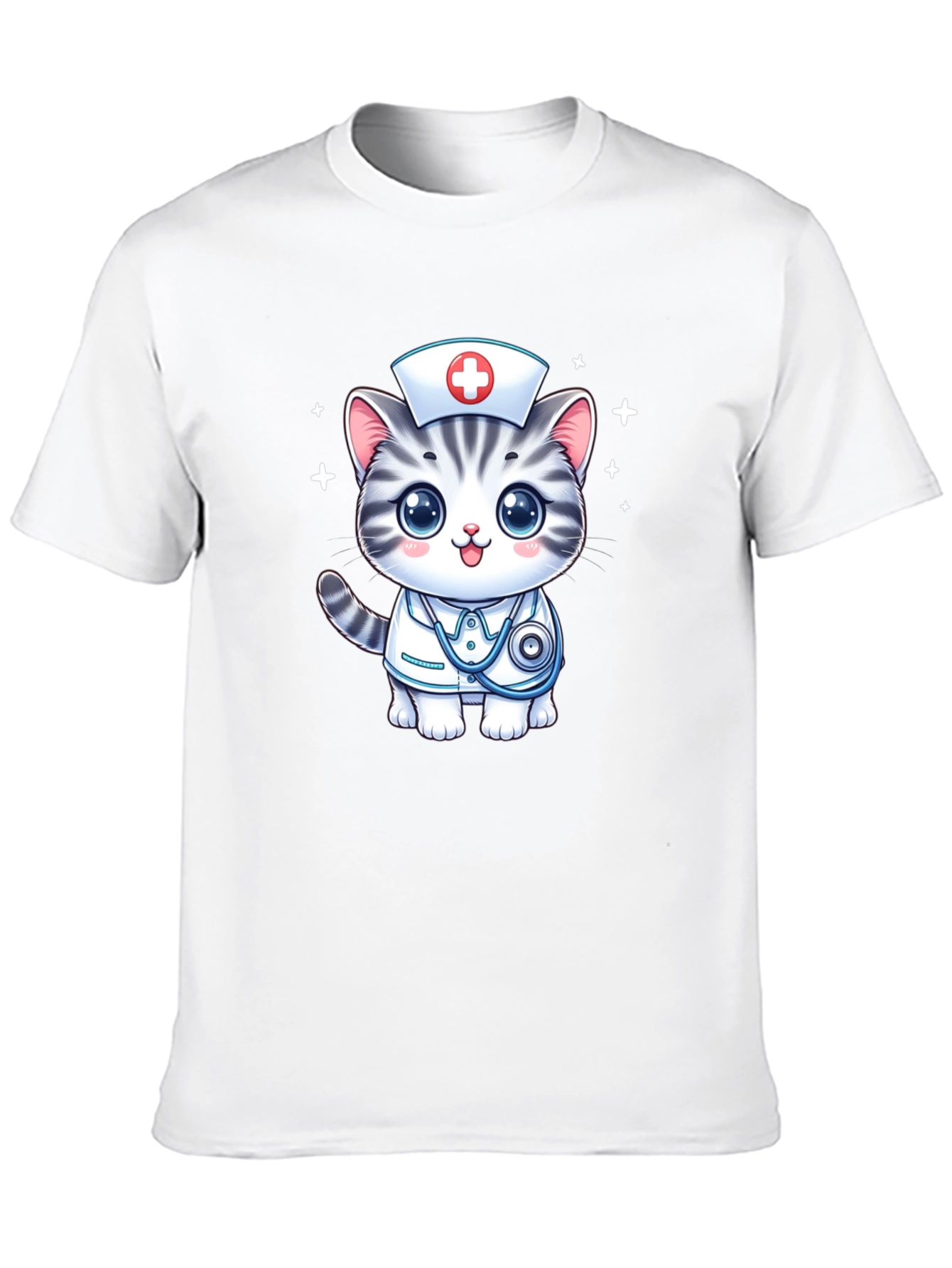 Nurse Cat T-Shirt - Cute Cartoon Design