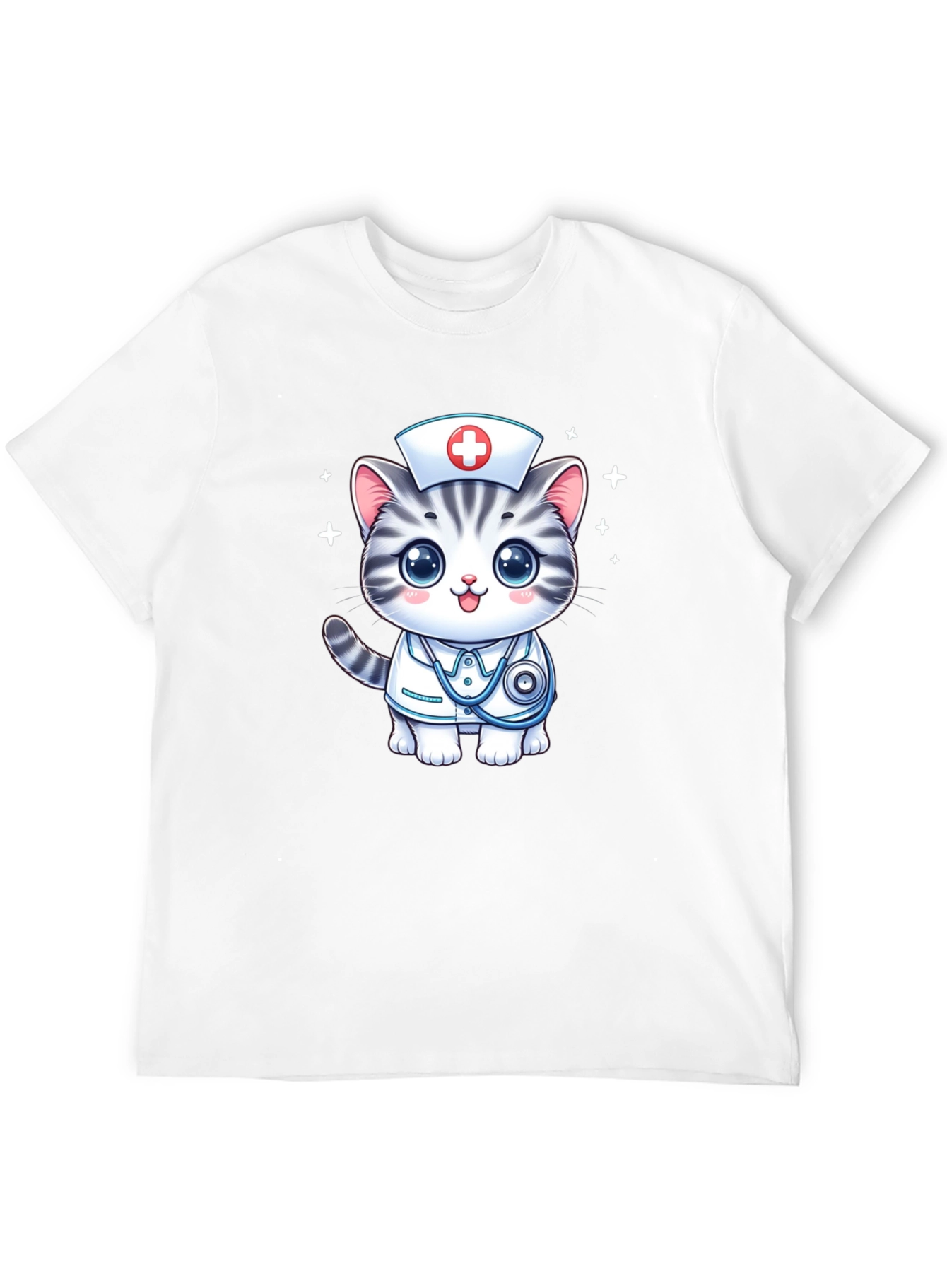 Nurse Cat T-Shirt - Cute Cartoon Design