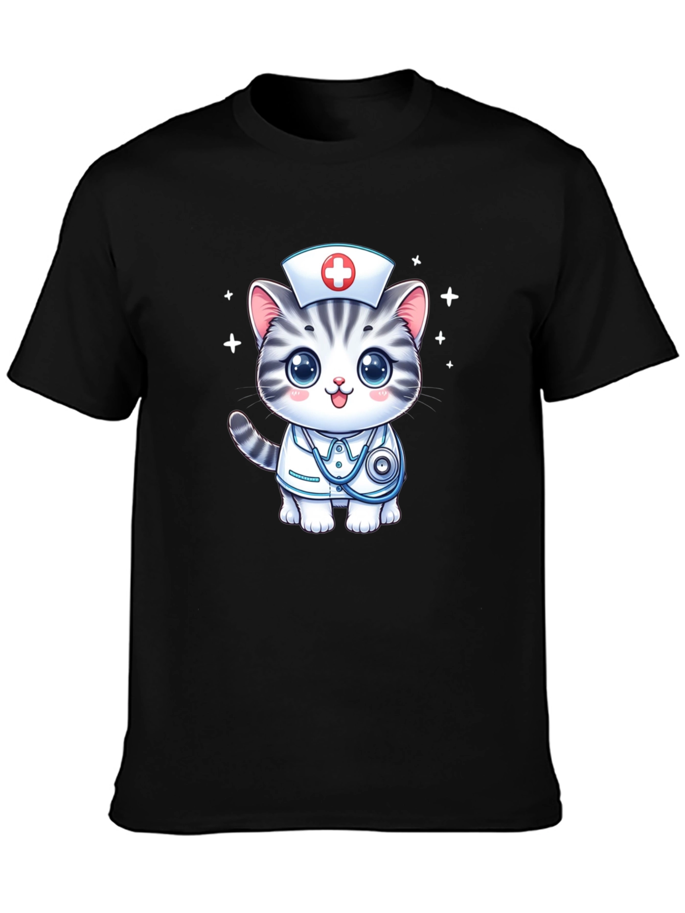 Nurse Cat T-Shirt - Cute Cartoon Design
