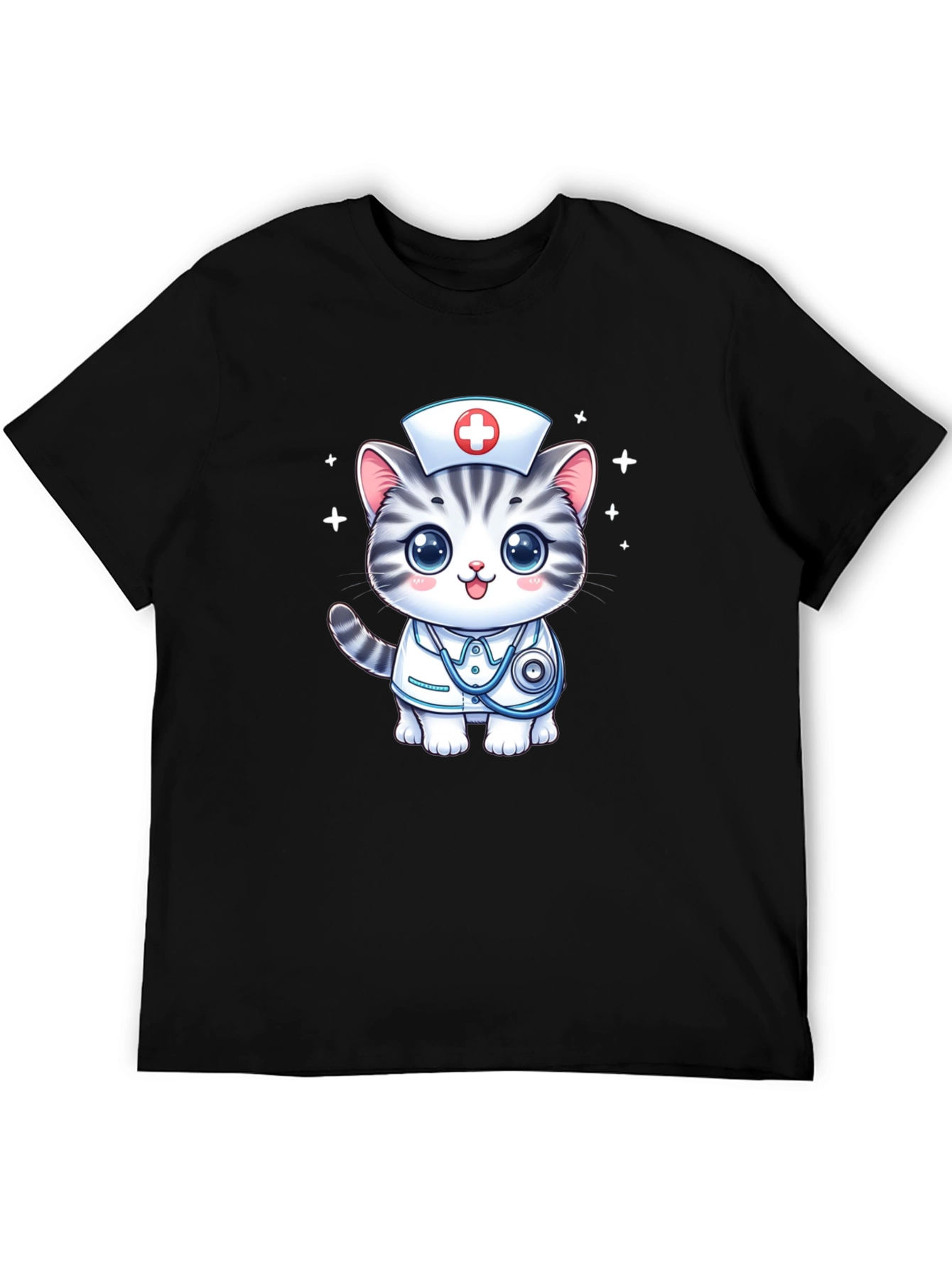 Nurse Cat T-Shirt - Cute Cartoon Design