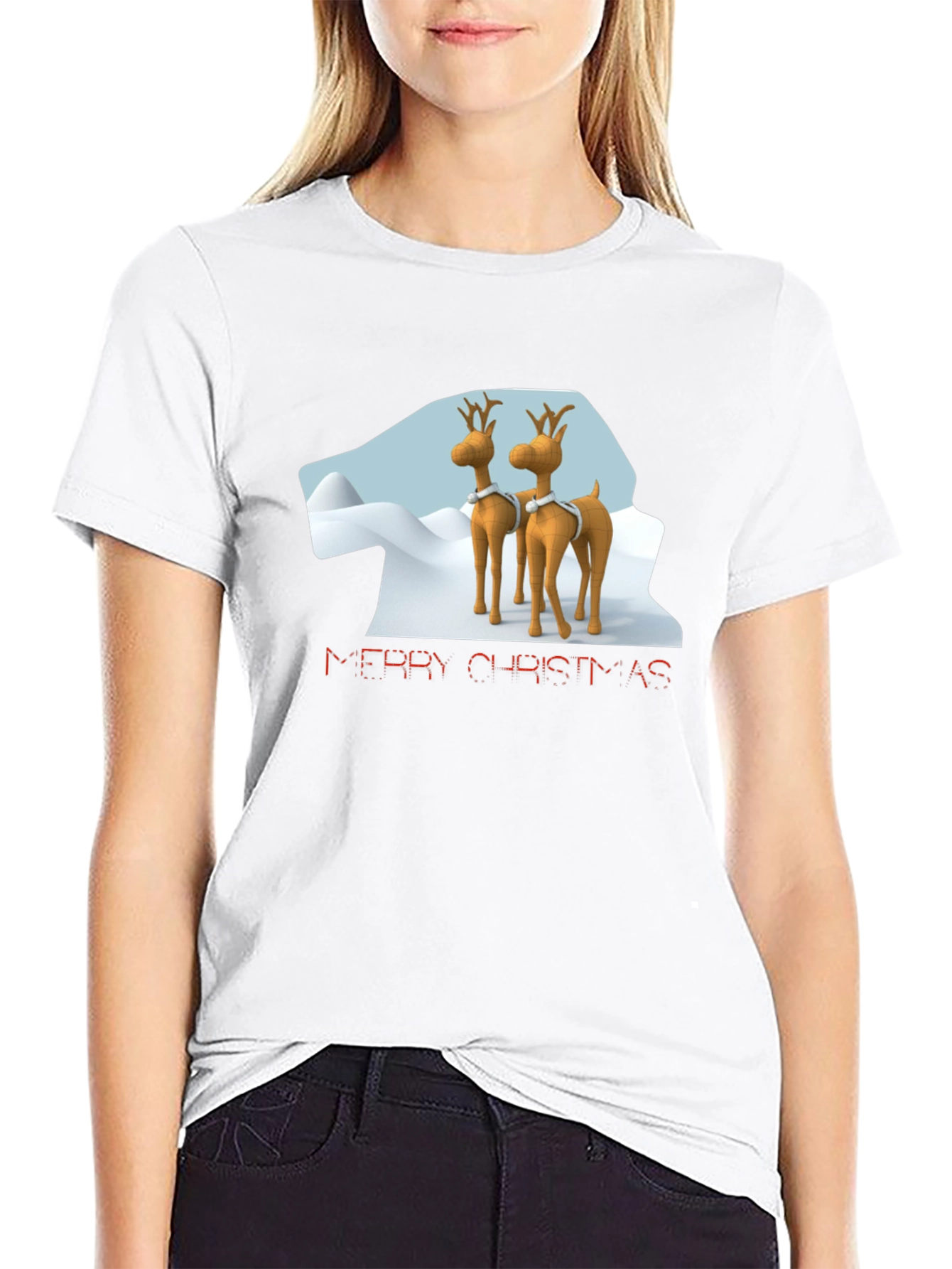 Merry Christmas Reindeer Graphic T-Shirt