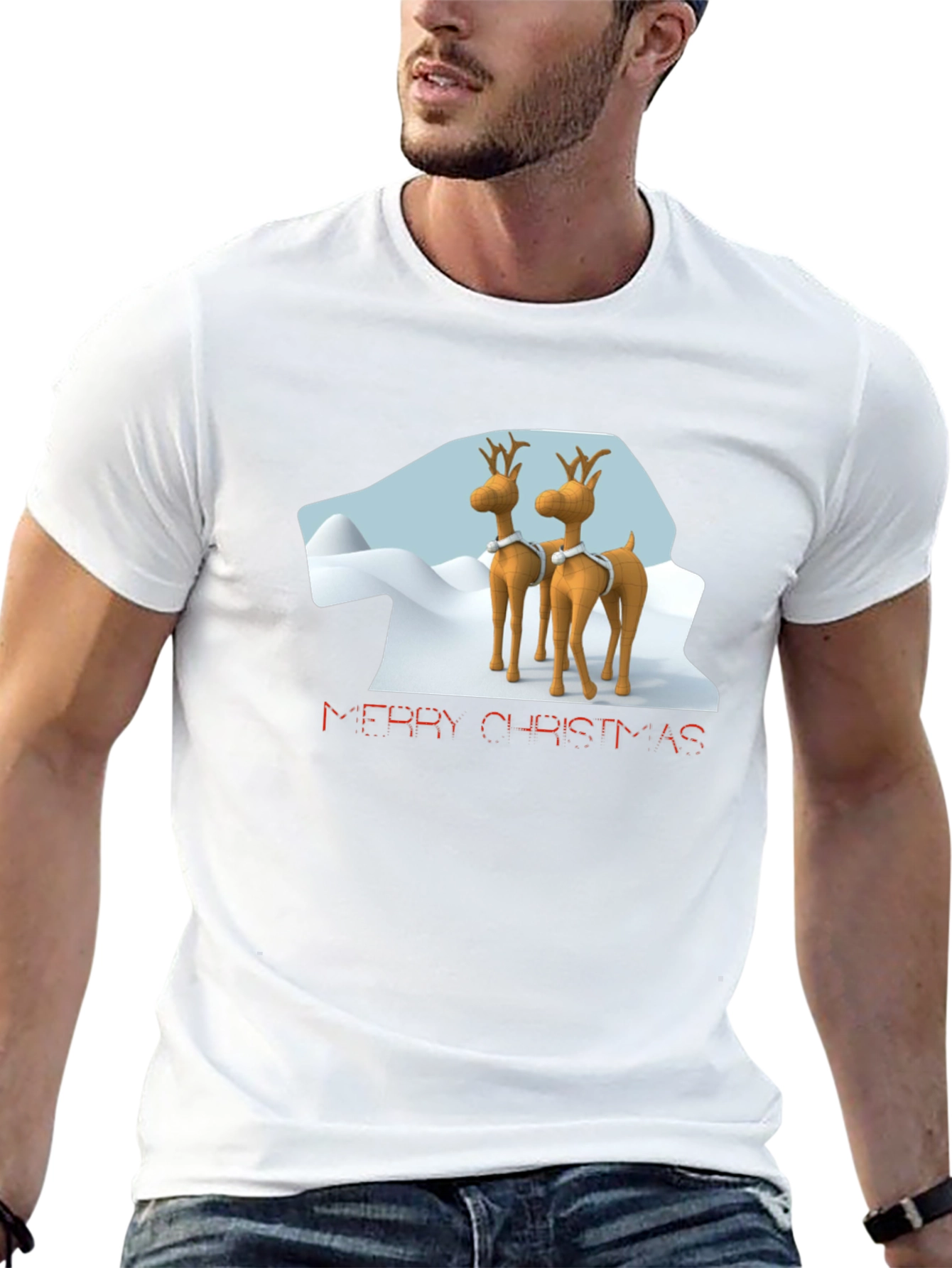 Merry Christmas Reindeer Graphic T-Shirt