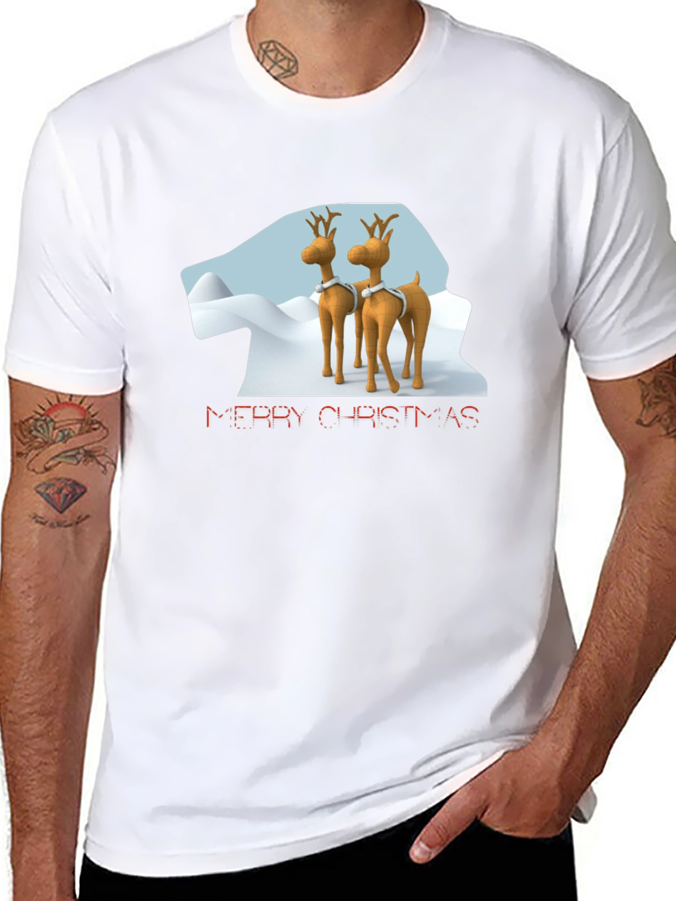 Merry Christmas Reindeer Graphic T-Shirt