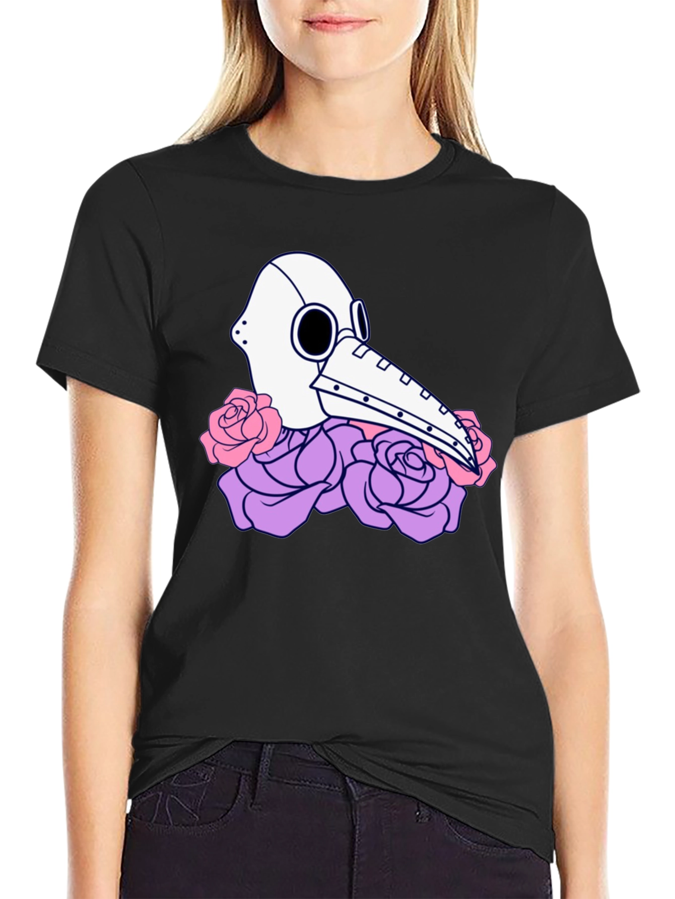 Plague Doctor Mask Floral Graphic Tee