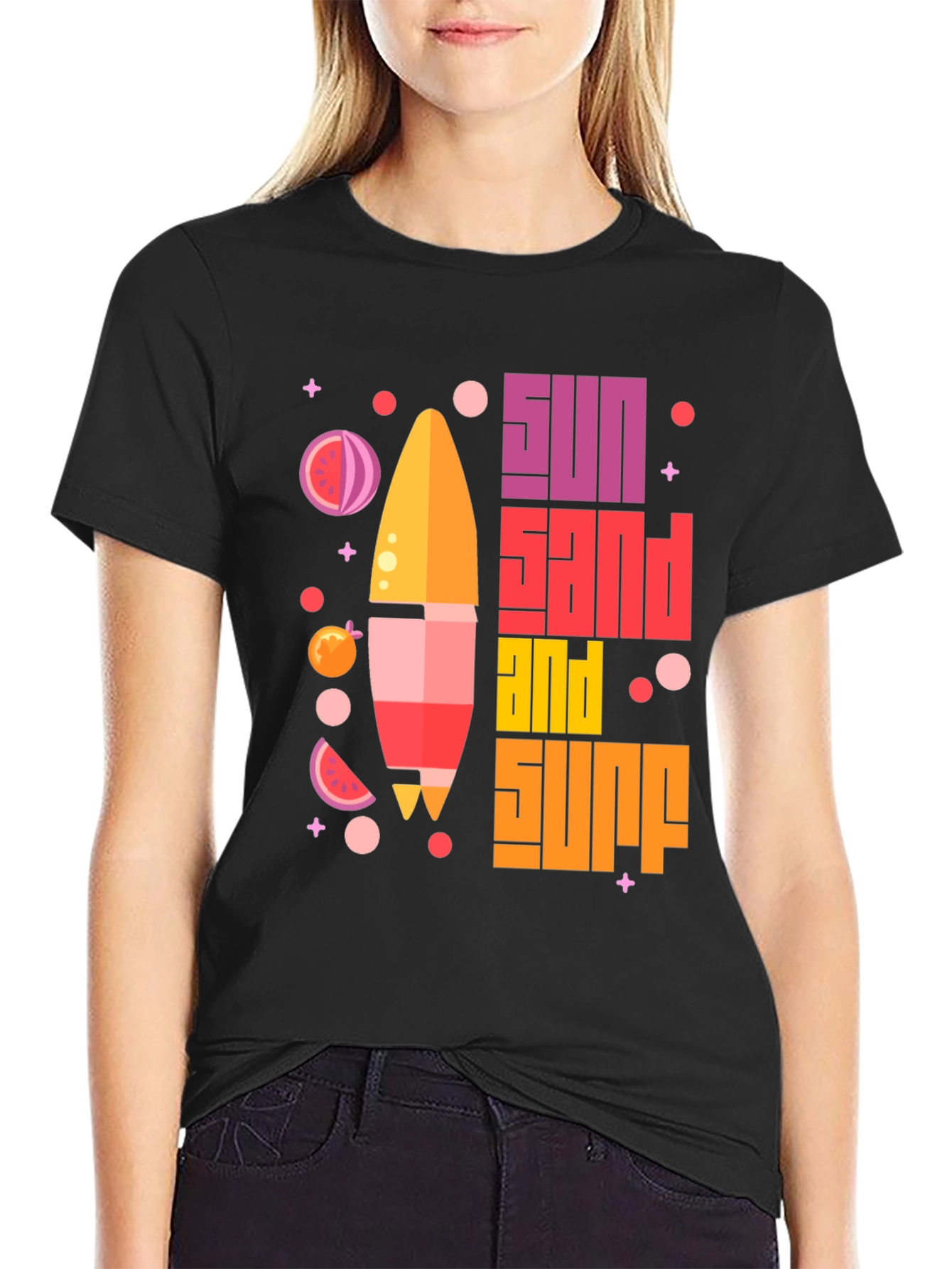 Sun Sand Surf Graphic Tee - Black