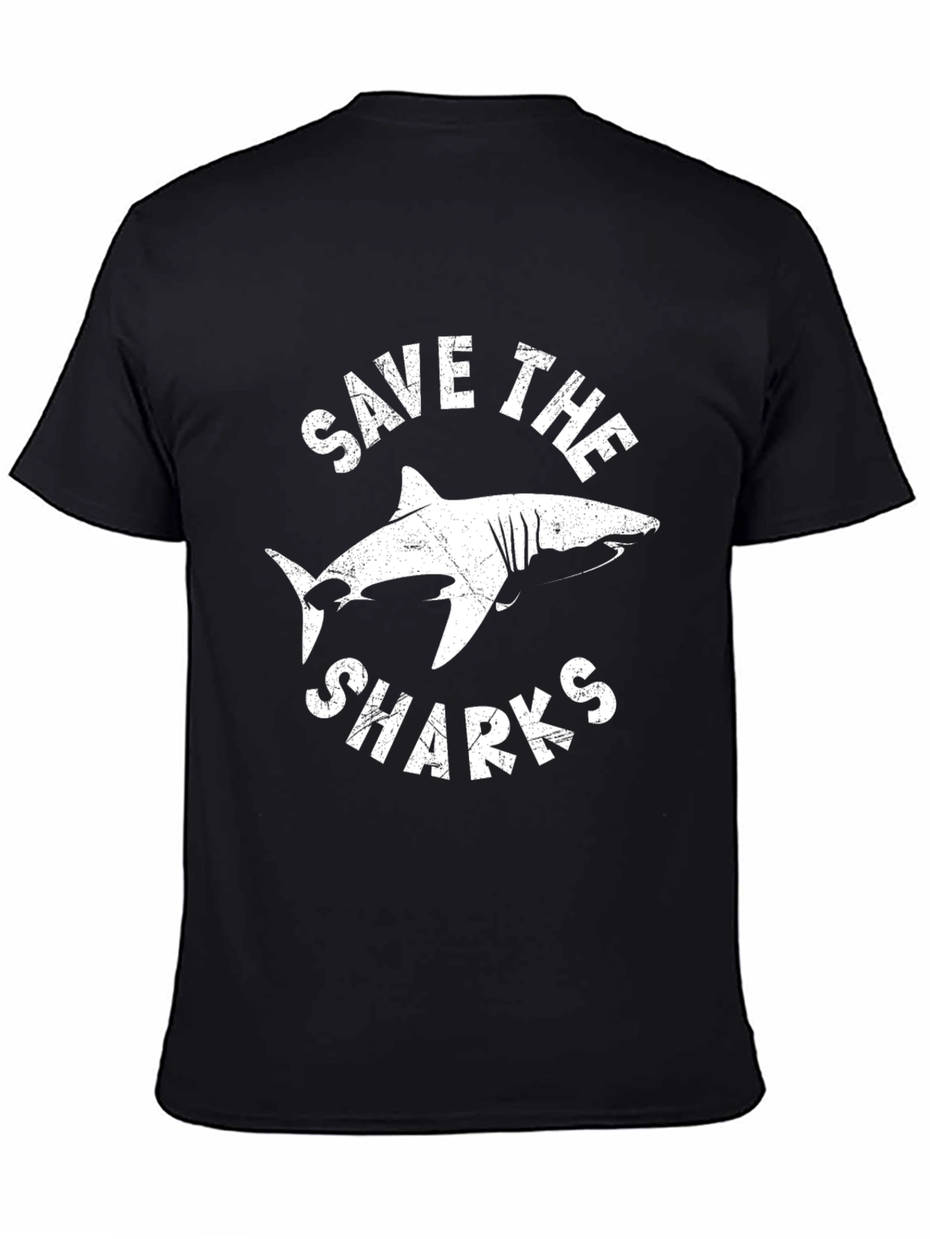 Save the Sharks Graphic Tee - Black Cotton T-Shirt