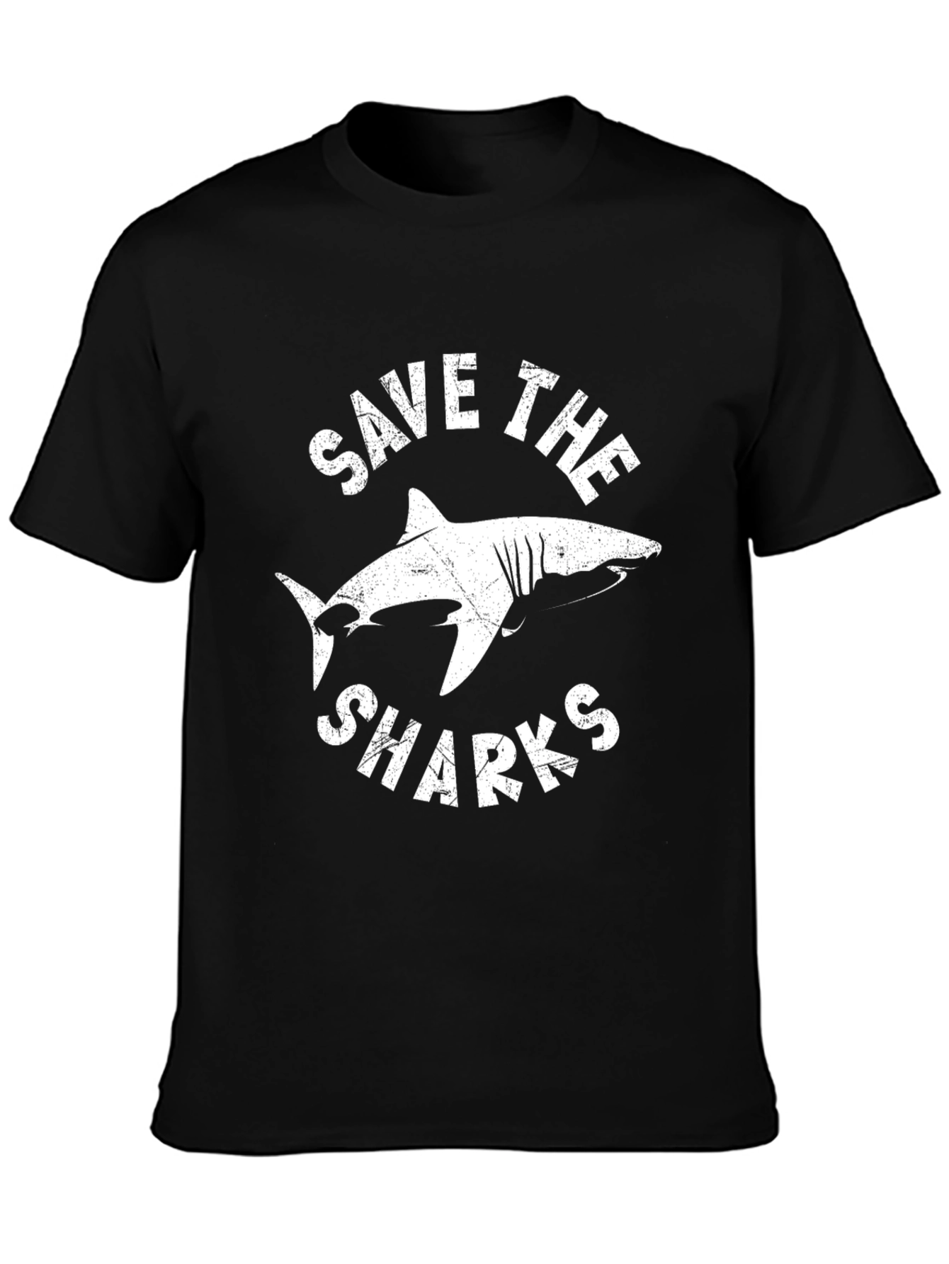 Save the Sharks Graphic Tee - Black Cotton T-Shirt