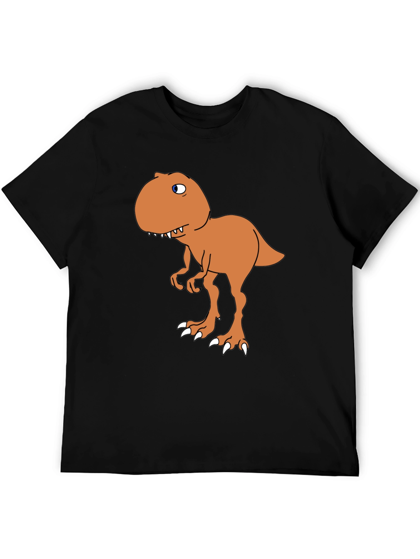 Cartoon Dinosaur Graphic Tee - Black