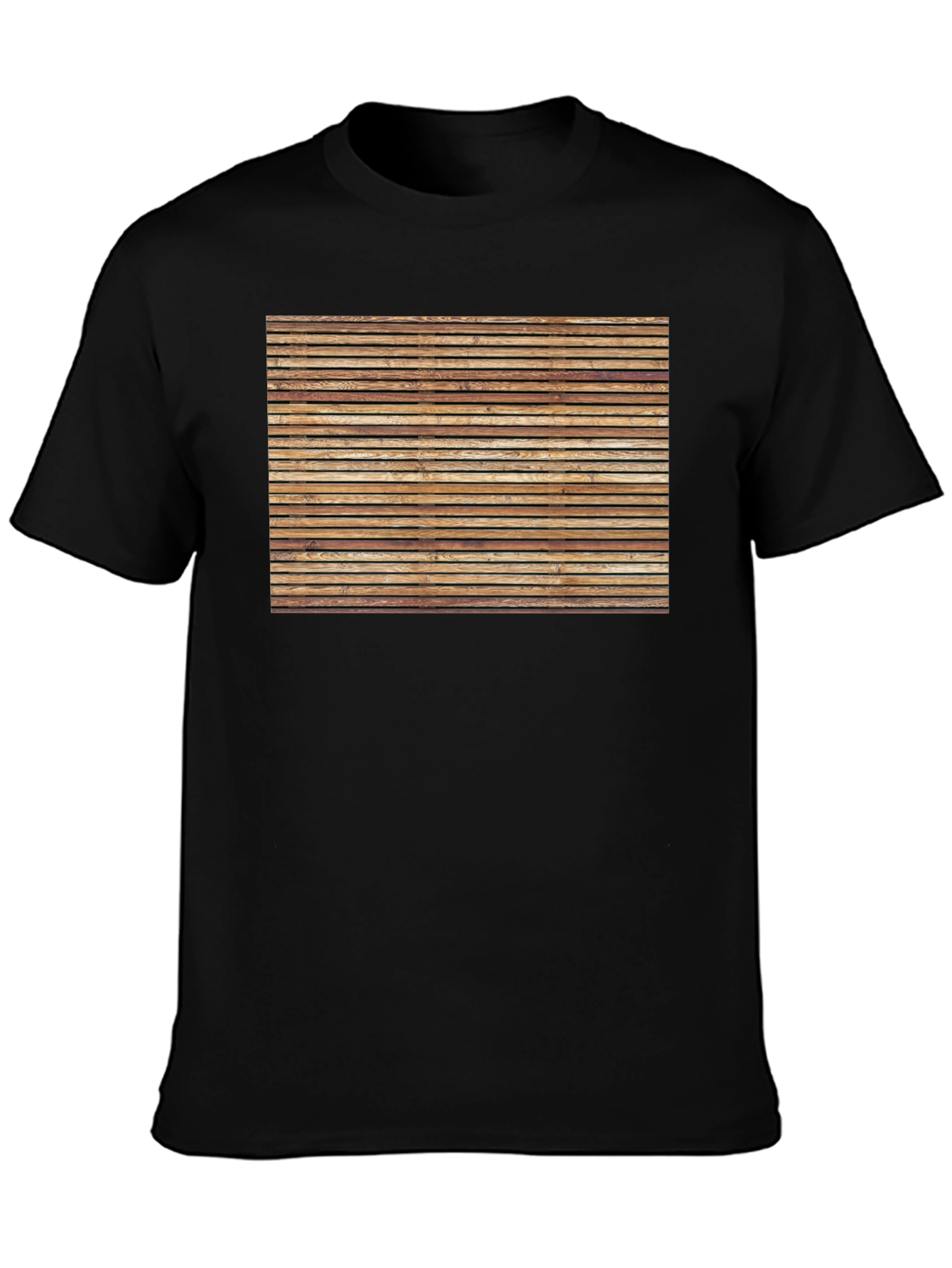 Rustic Wooden Plank Graphic Tee - Casual Comfort