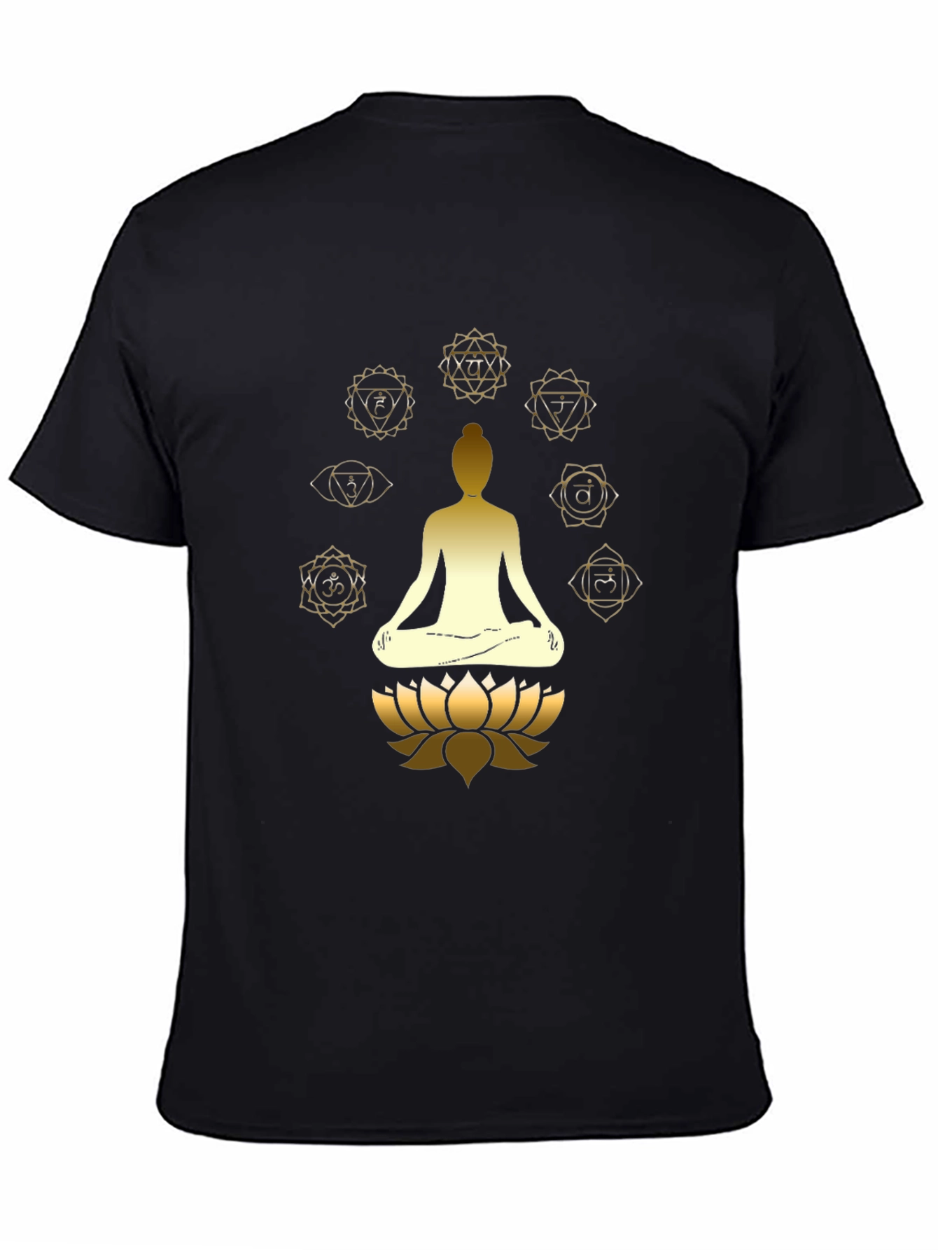 Mens Black Chakra Meditation Graphic T-Shirt