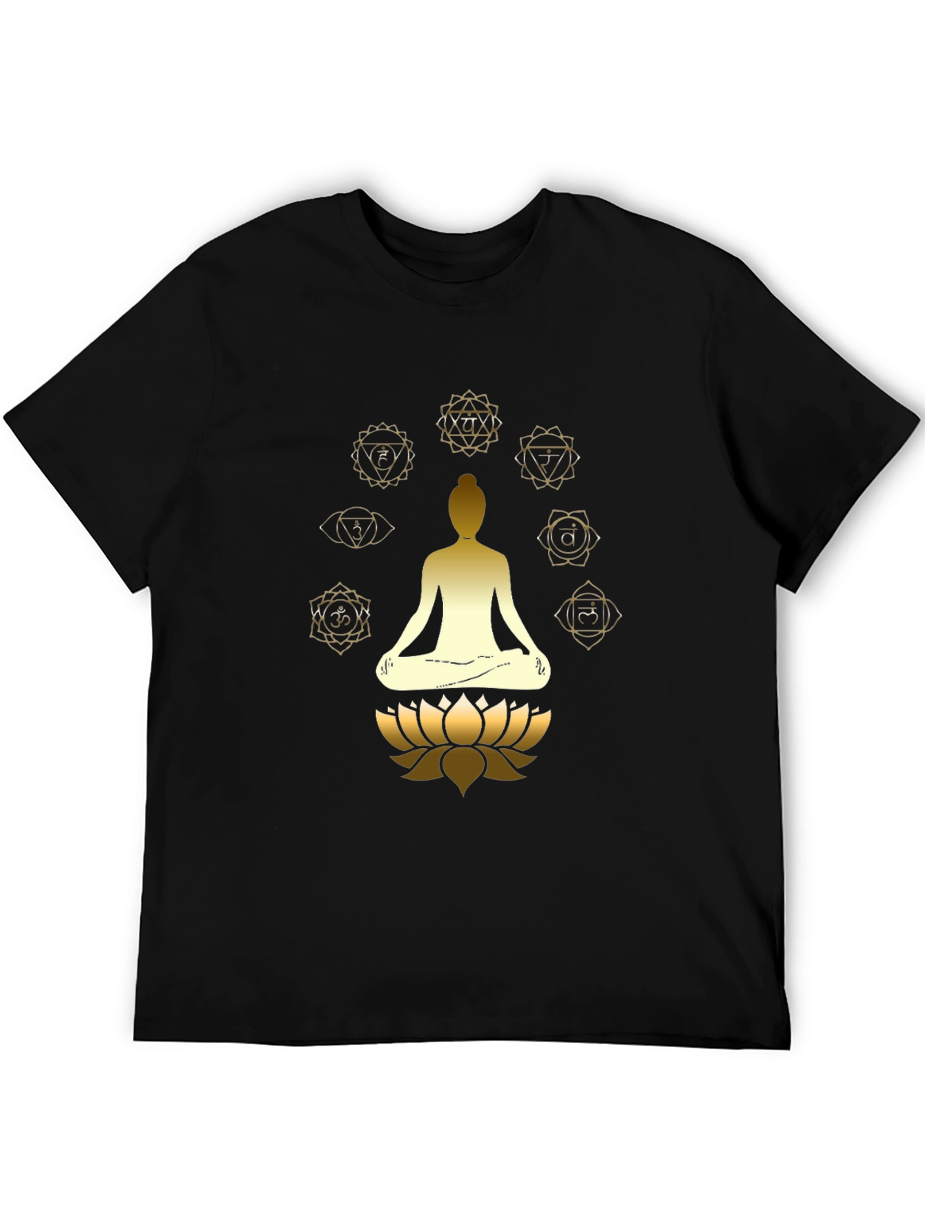 Mens Black Chakra Meditation Graphic T-Shirt