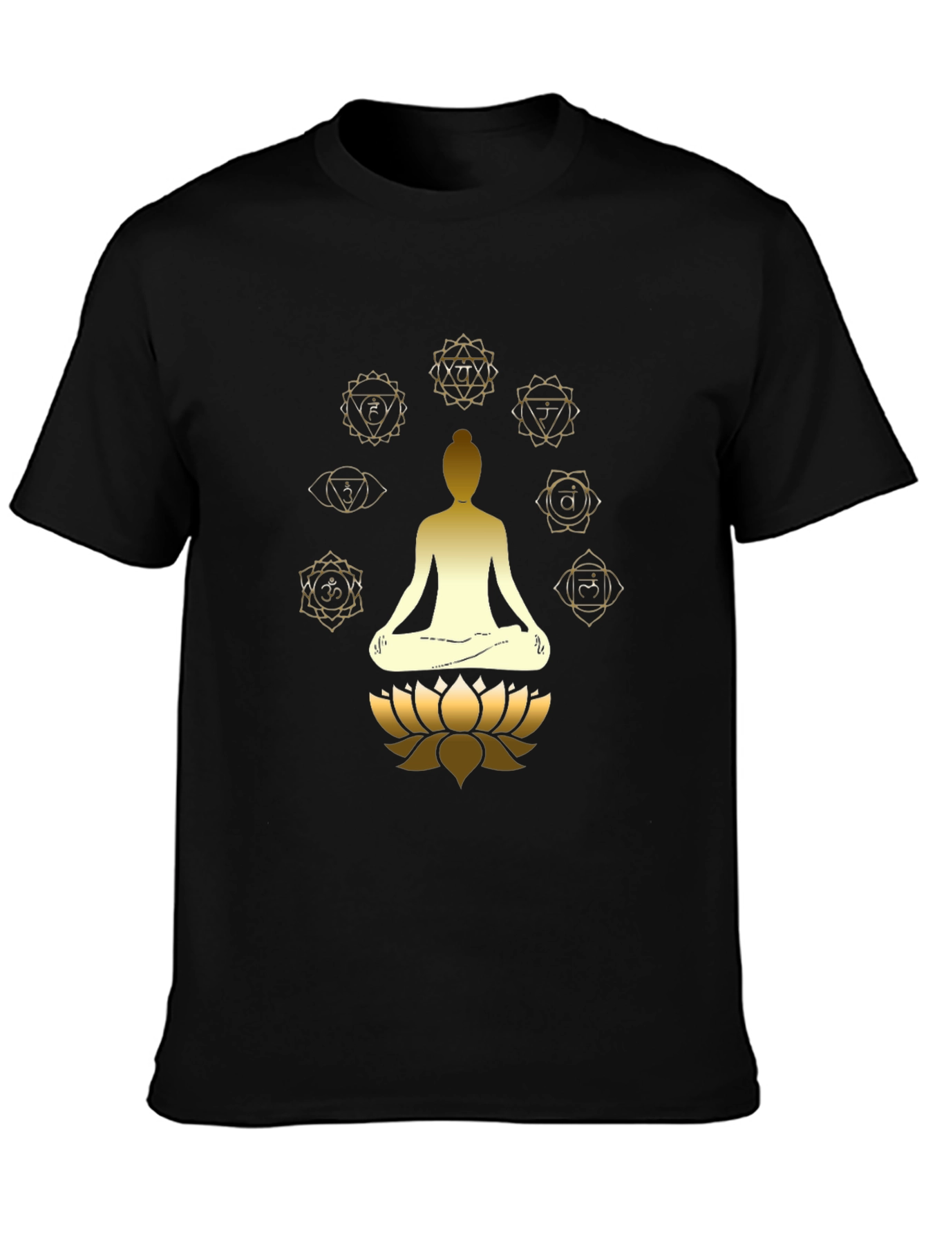 Mens Black Chakra Meditation Graphic T-Shirt