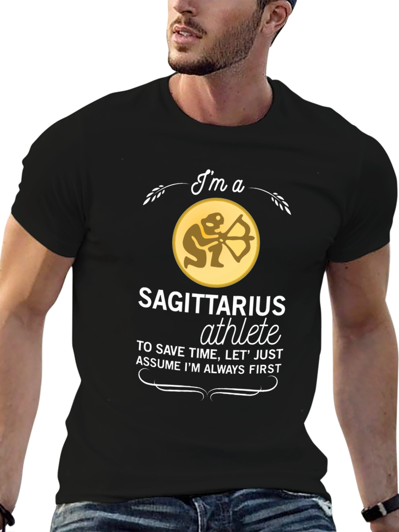 Sagittarius Athlete Black T-Shirt
