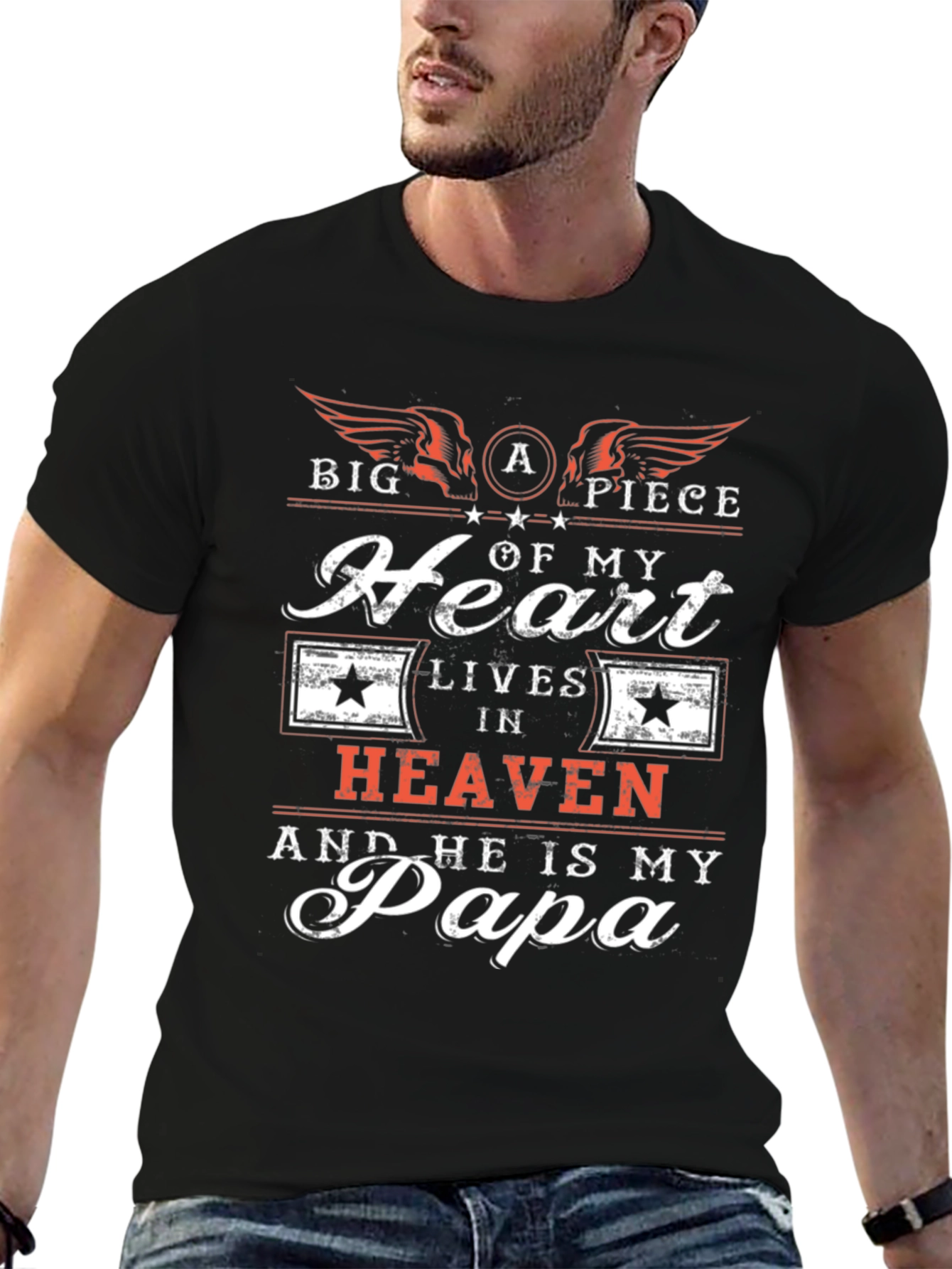 Papa in Heaven Graphic T-Shirt - Memorial Tribute