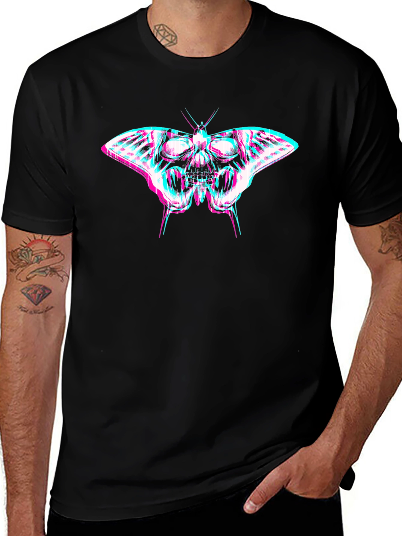 Skull Butterfly Graphic Print T-Shirt