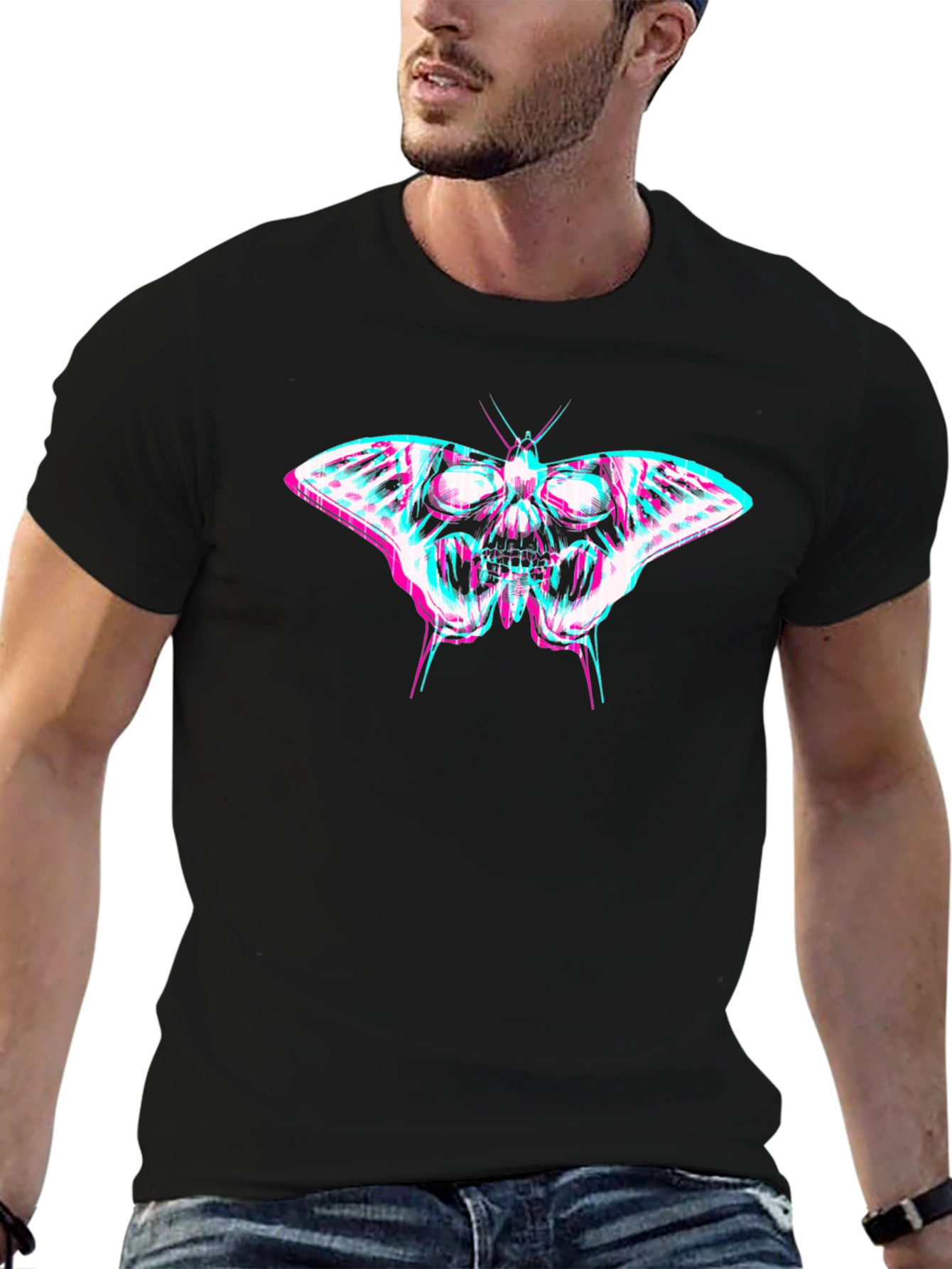 Skull Butterfly Graphic Print T-Shirt