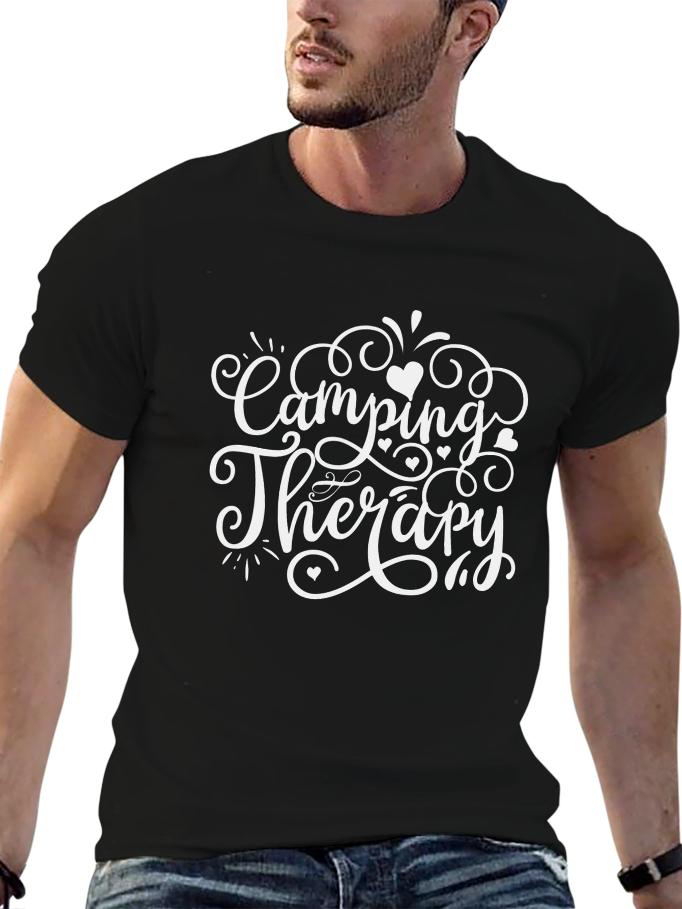 Camping Therapy Graphic Tee - Black