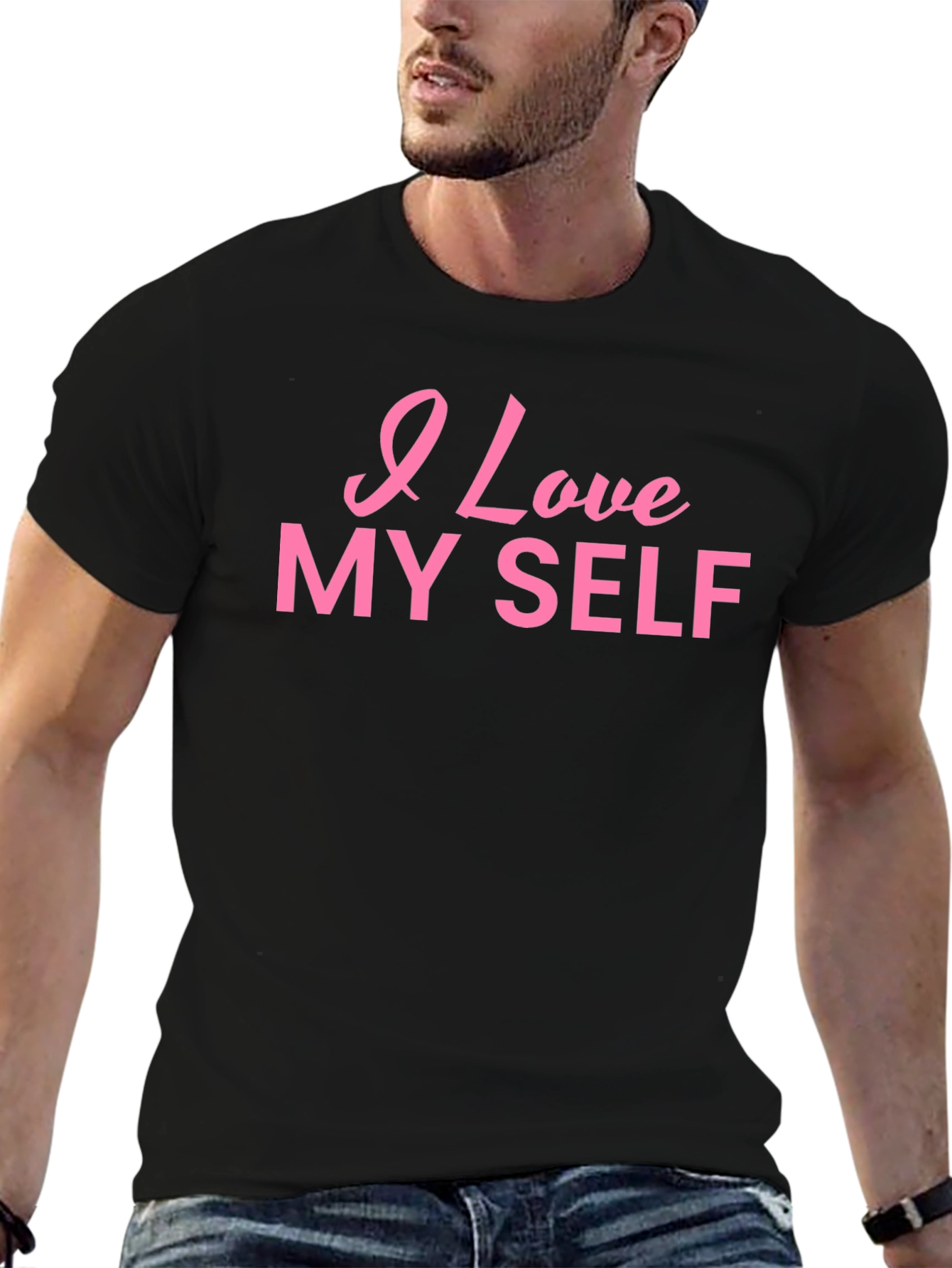 I Love Myself Black Cotton T-Shirt