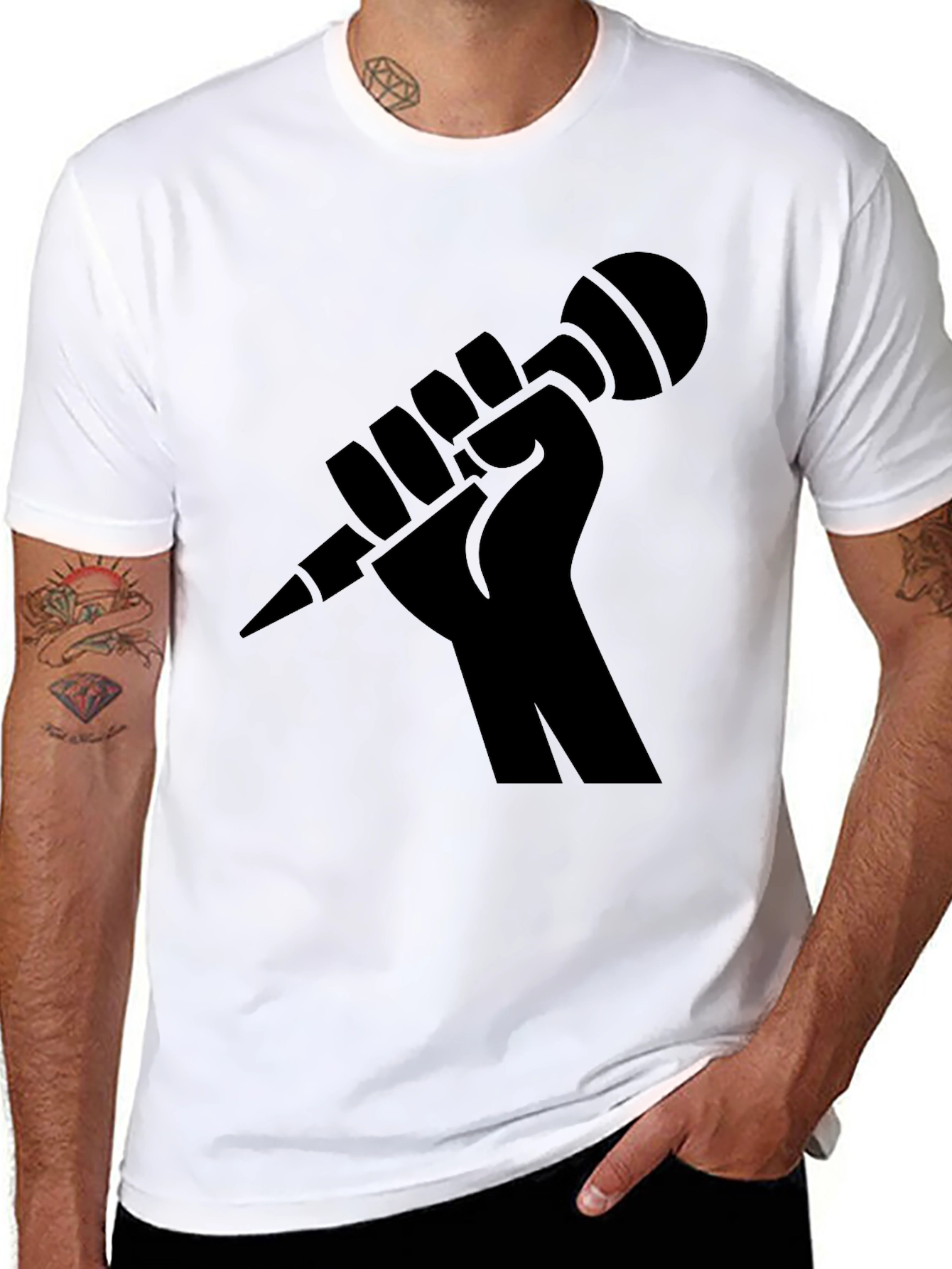 Black Fist Microphone Graphic Tee