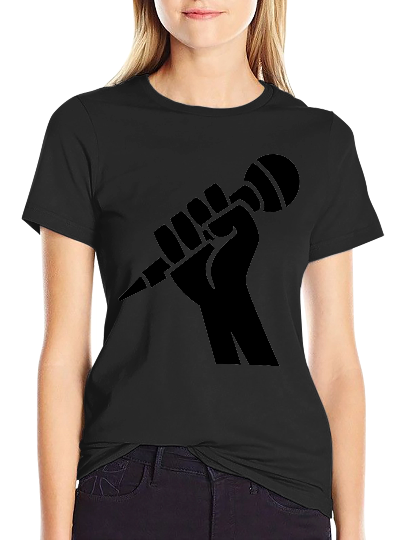 Black Fist Microphone Graphic Tee