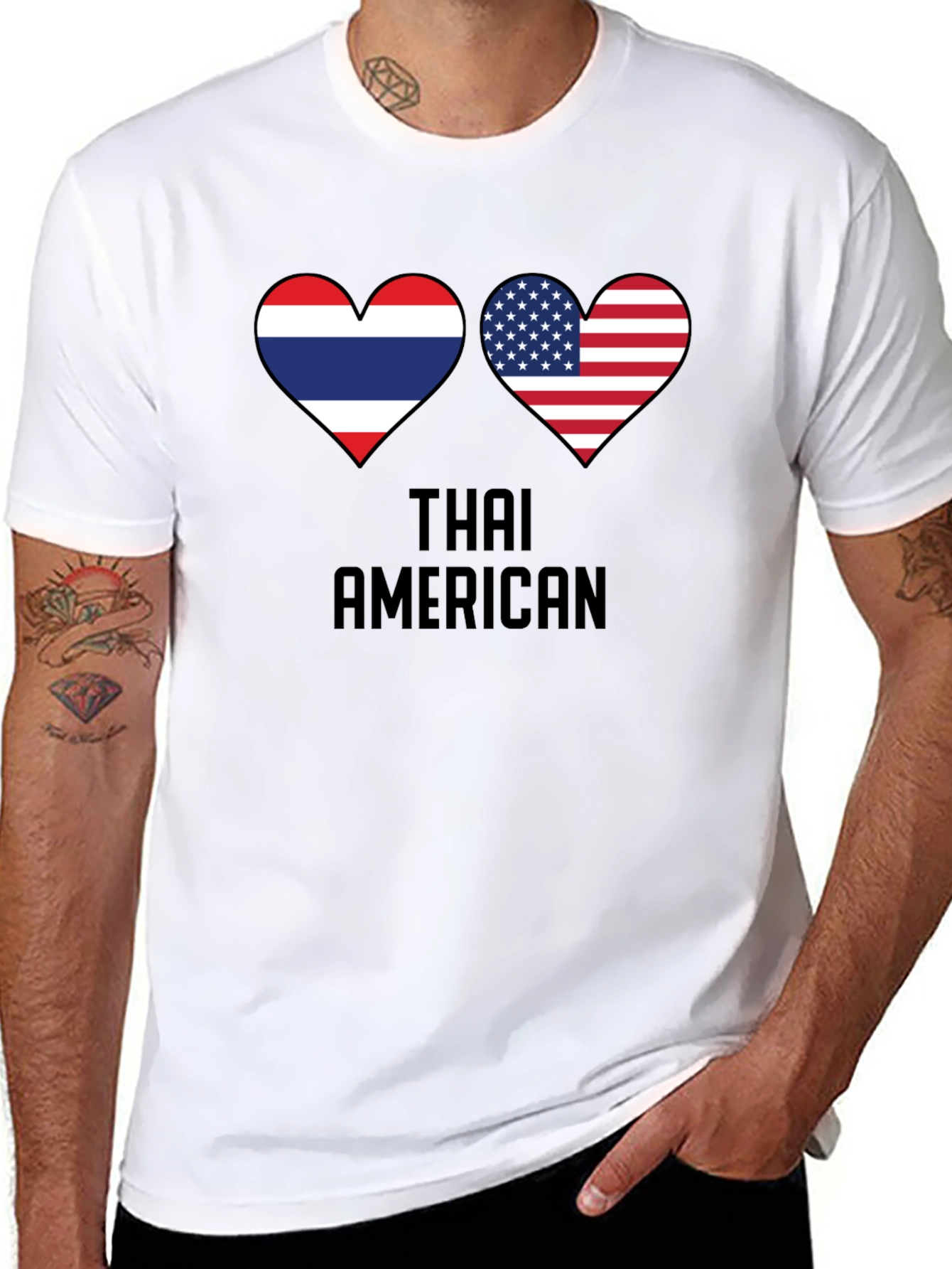 Thai American Flag Heart T-Shirt