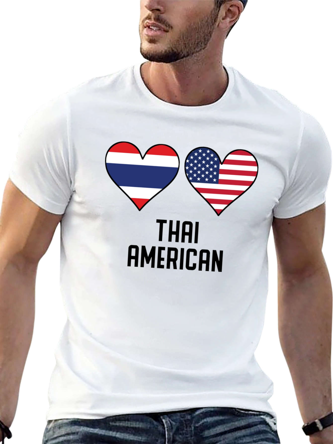 Thai American Flag Heart T-Shirt