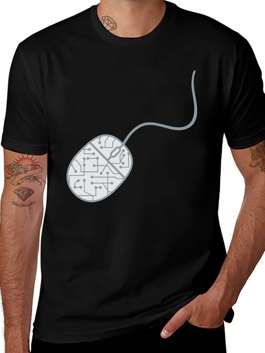 Circuit Mouse Graphic Tee - Black Cotton T-Shirt