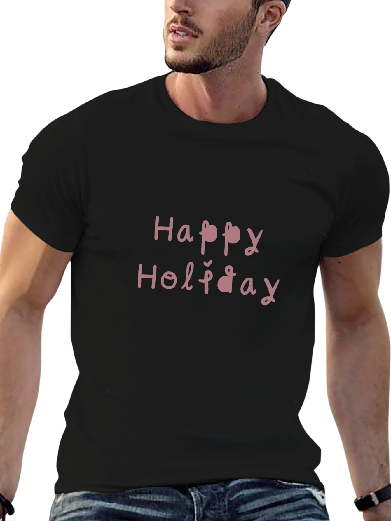 Happy Holiday Black T-Shirt Casual Wear
