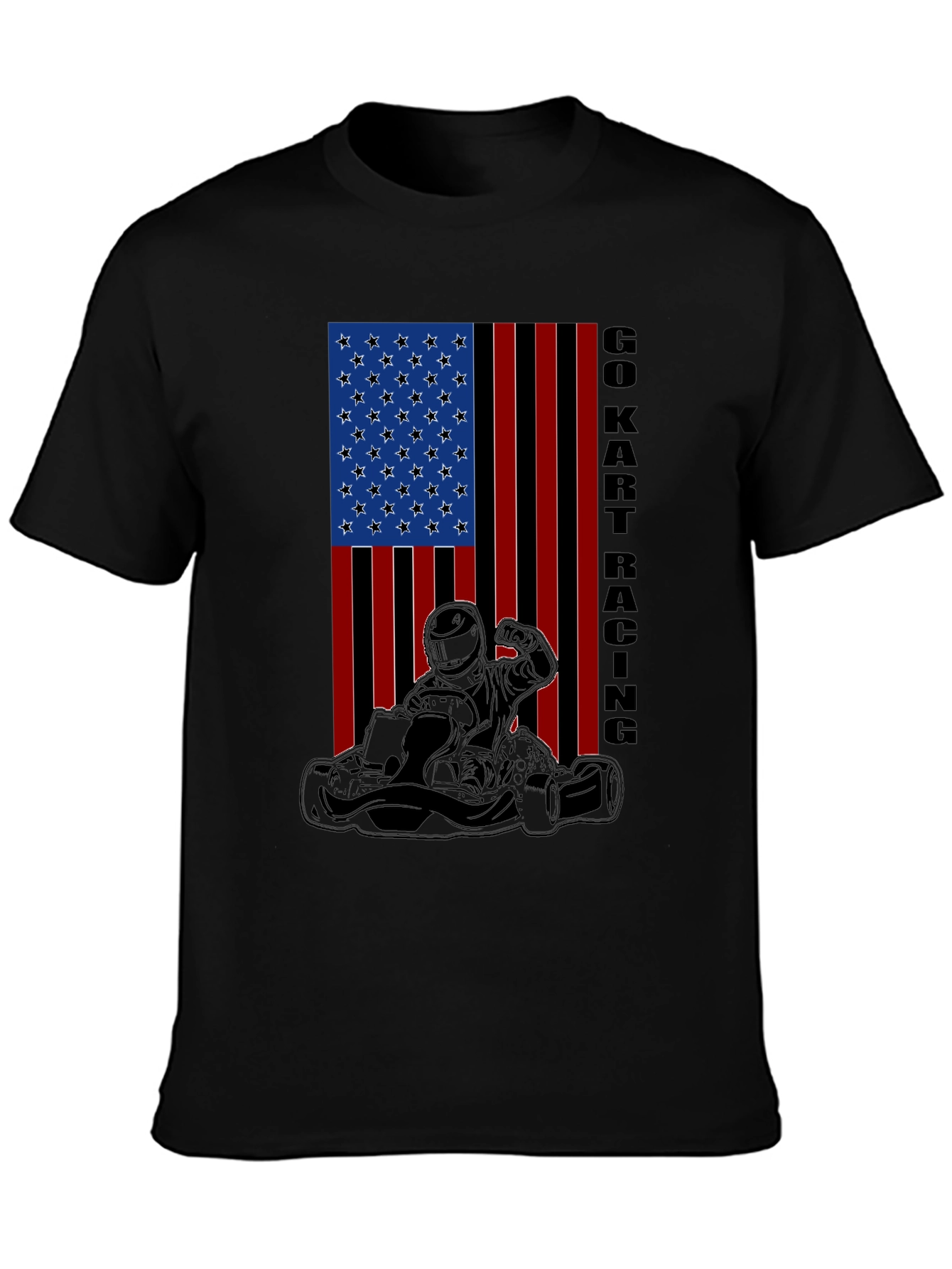 Go Kart Racing American Flag T-Shirt