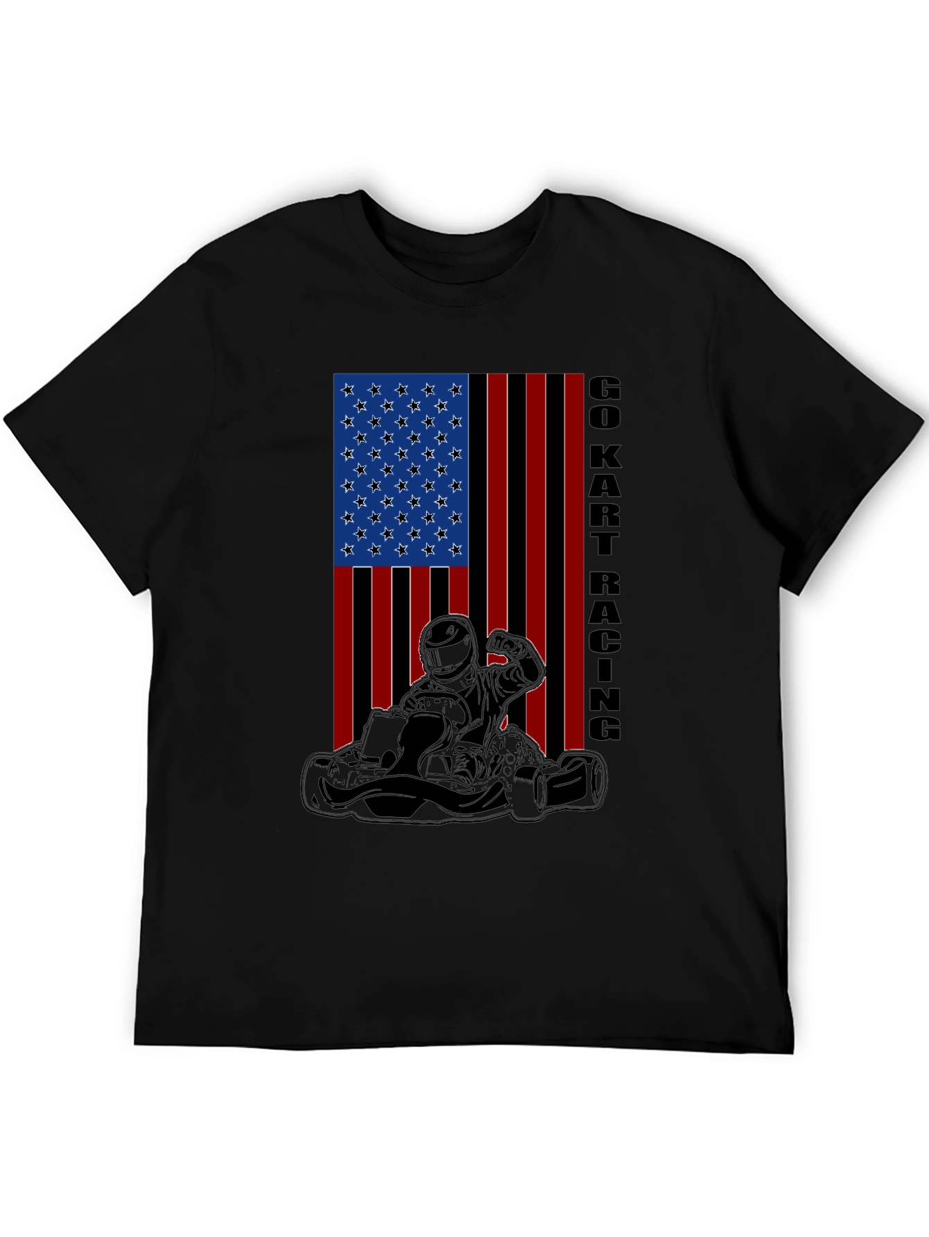 Go Kart Racing American Flag T-Shirt