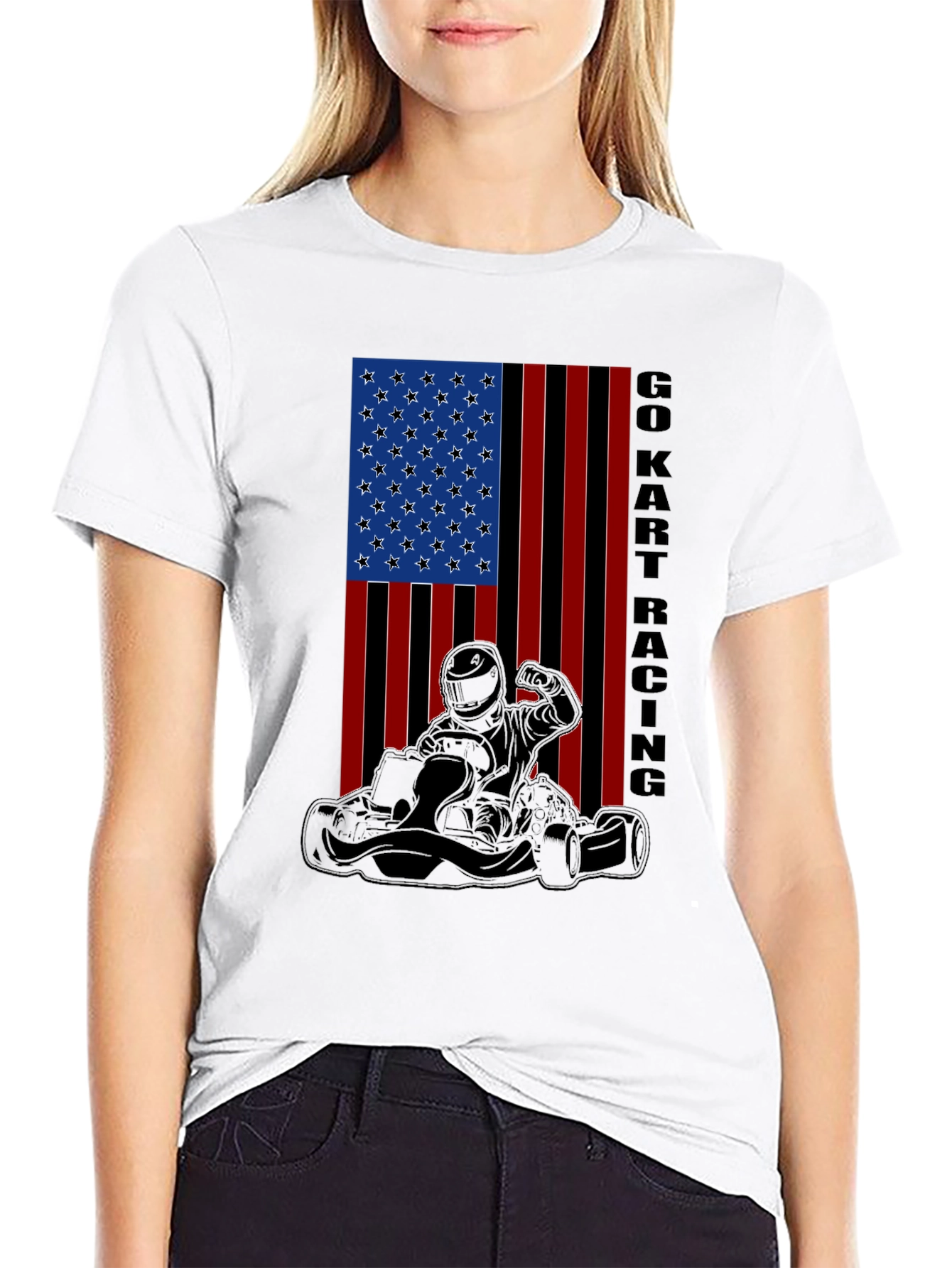Go Kart Racing American Flag T-Shirt