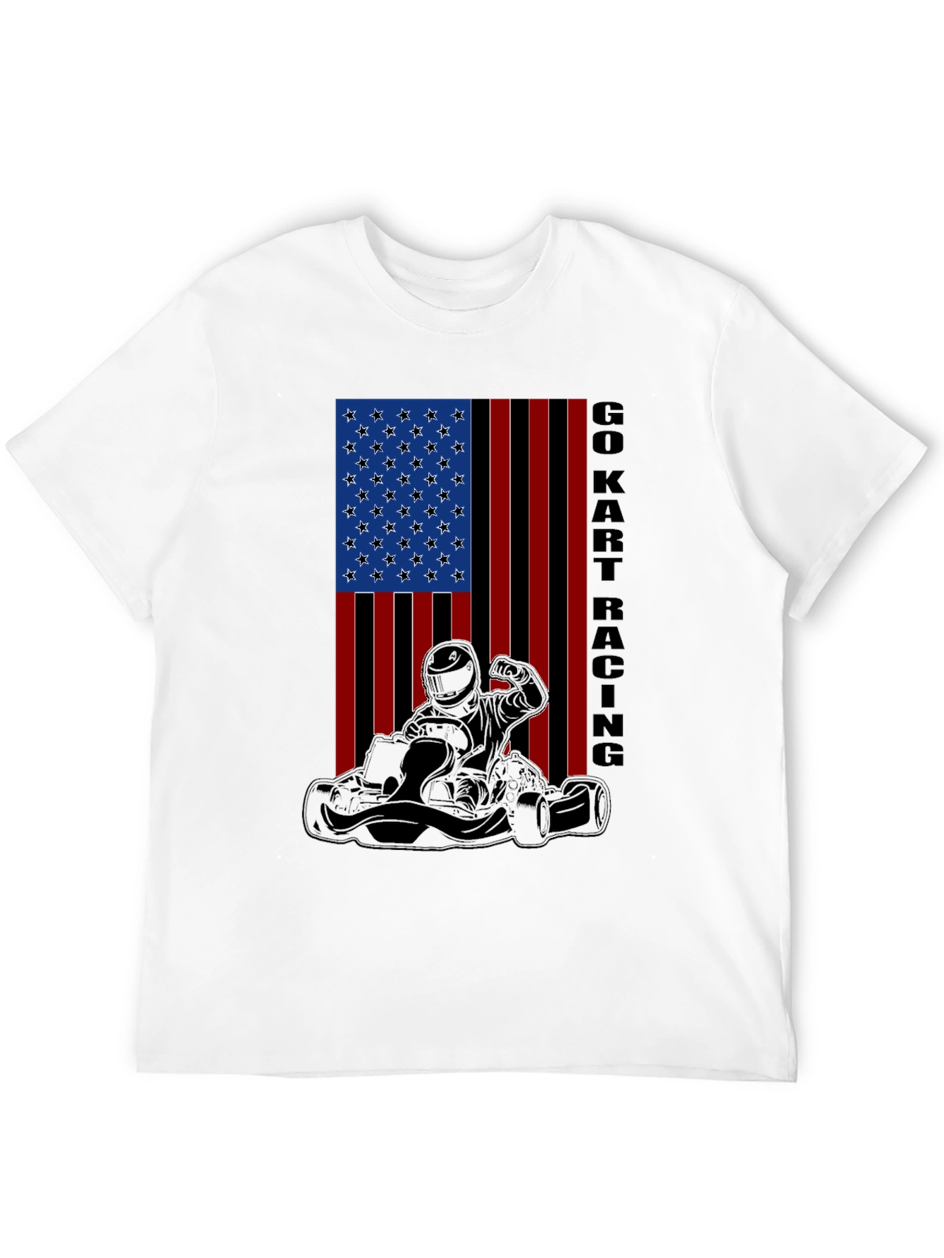Go Kart Racing American Flag T-Shirt