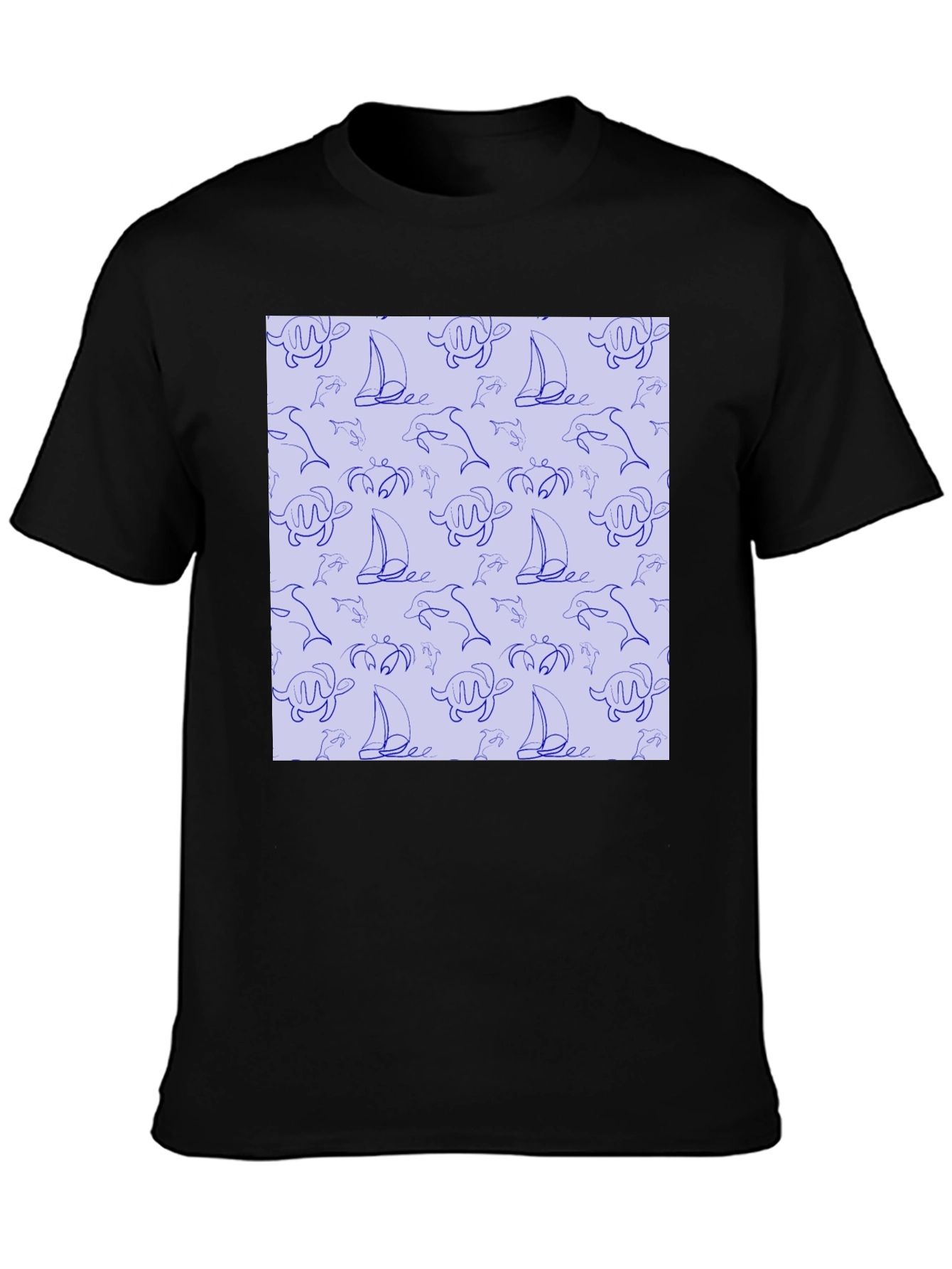 Nautical Print T-Shirt - Sea Life Pattern Tee